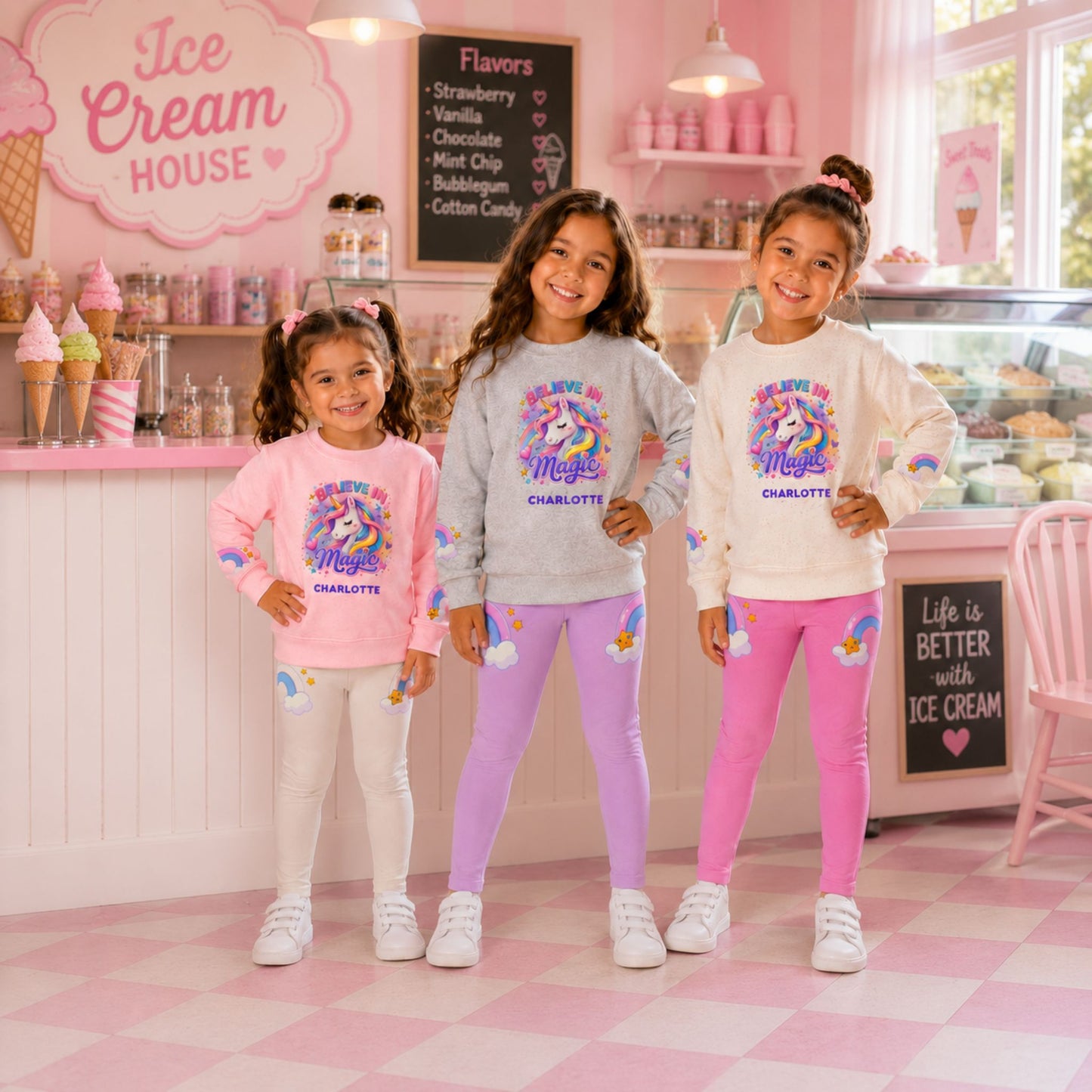 Personalized Unicorn Kids Sweatshirt & Leggings Set | Believe in Magic