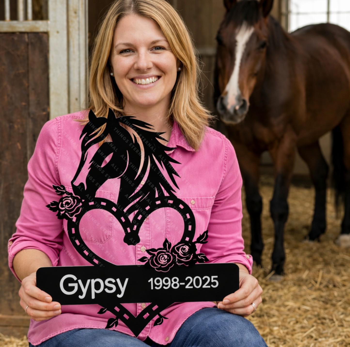 Personalized Horse Memorial Metal Sign – Custom Equine Tribute with Name & Dates