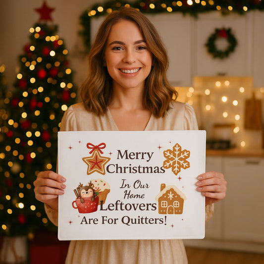 Leftovers for Quitters Placemat – Funny Christmas Holiday Decor