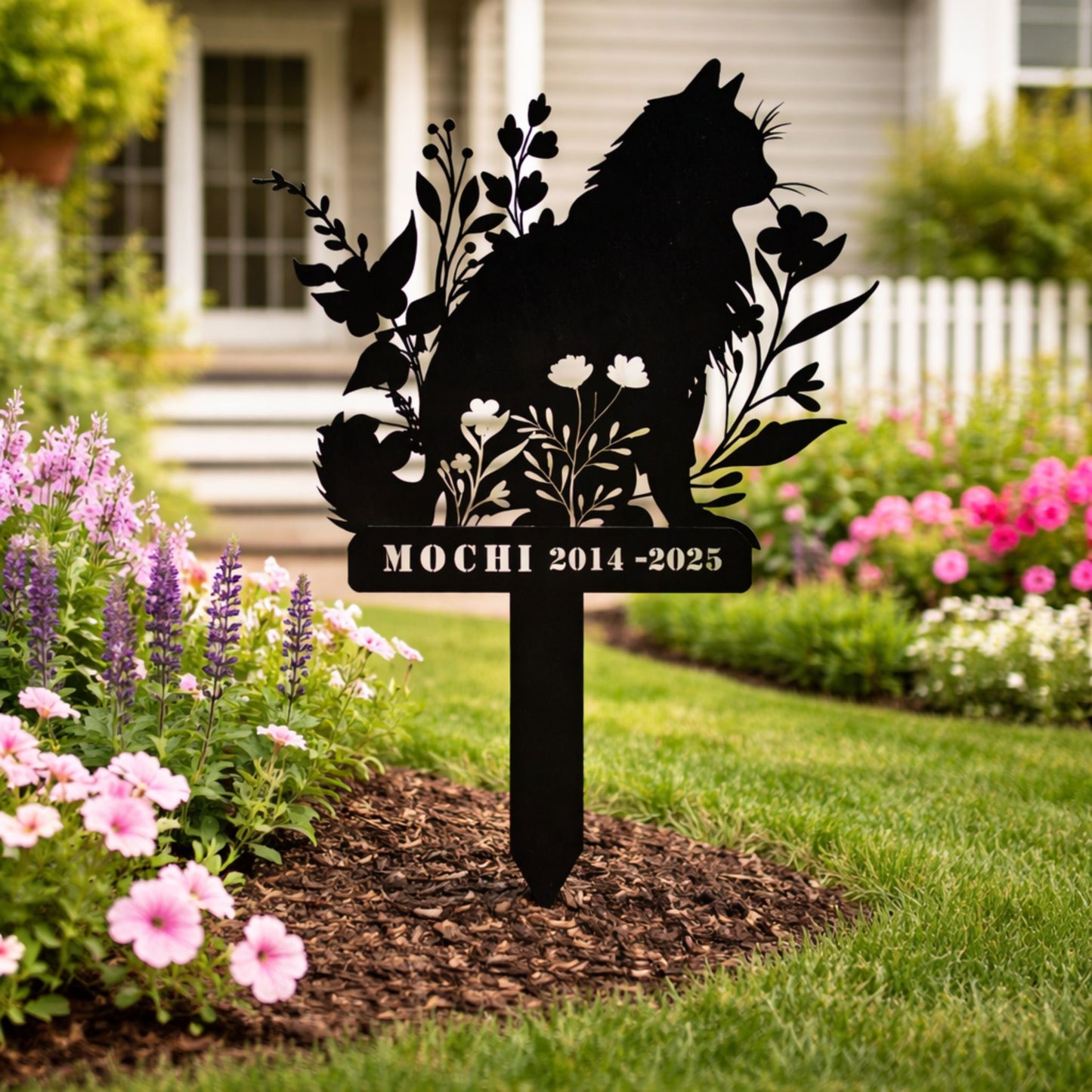 Custom Cat Memorial Stake – Personalized Metal Pet Grave Marker