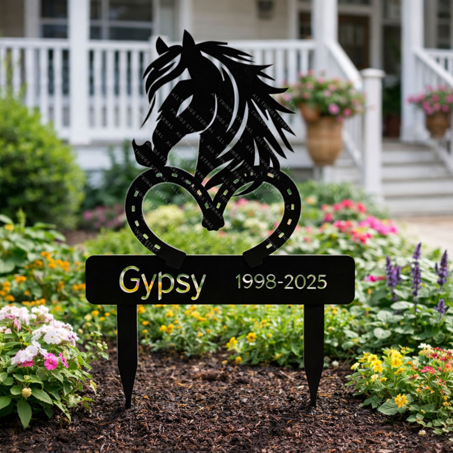 Personalized Horse Memorial Metal Grave Marker | Custom Tribute Sign