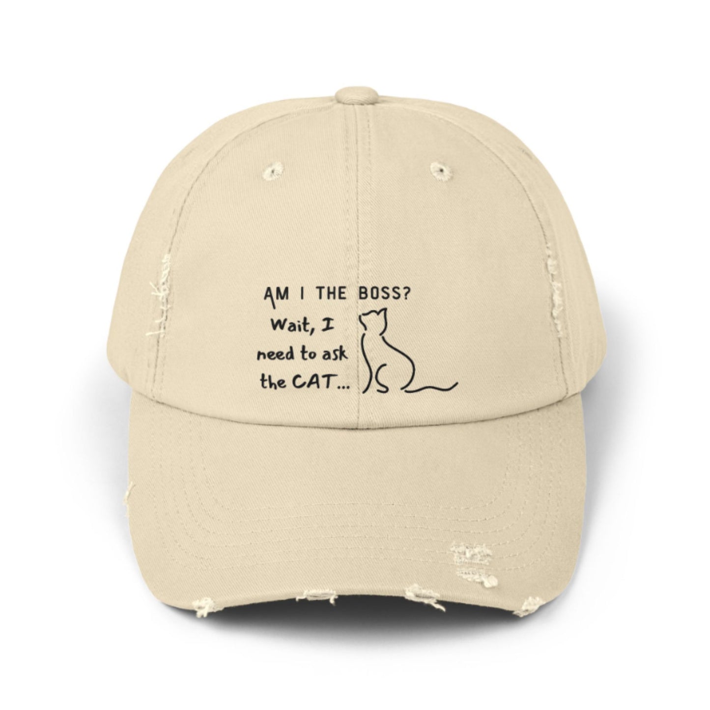 Am I the Boss, Wait, I Need to Ask the Cat Distressed Baseball Cap