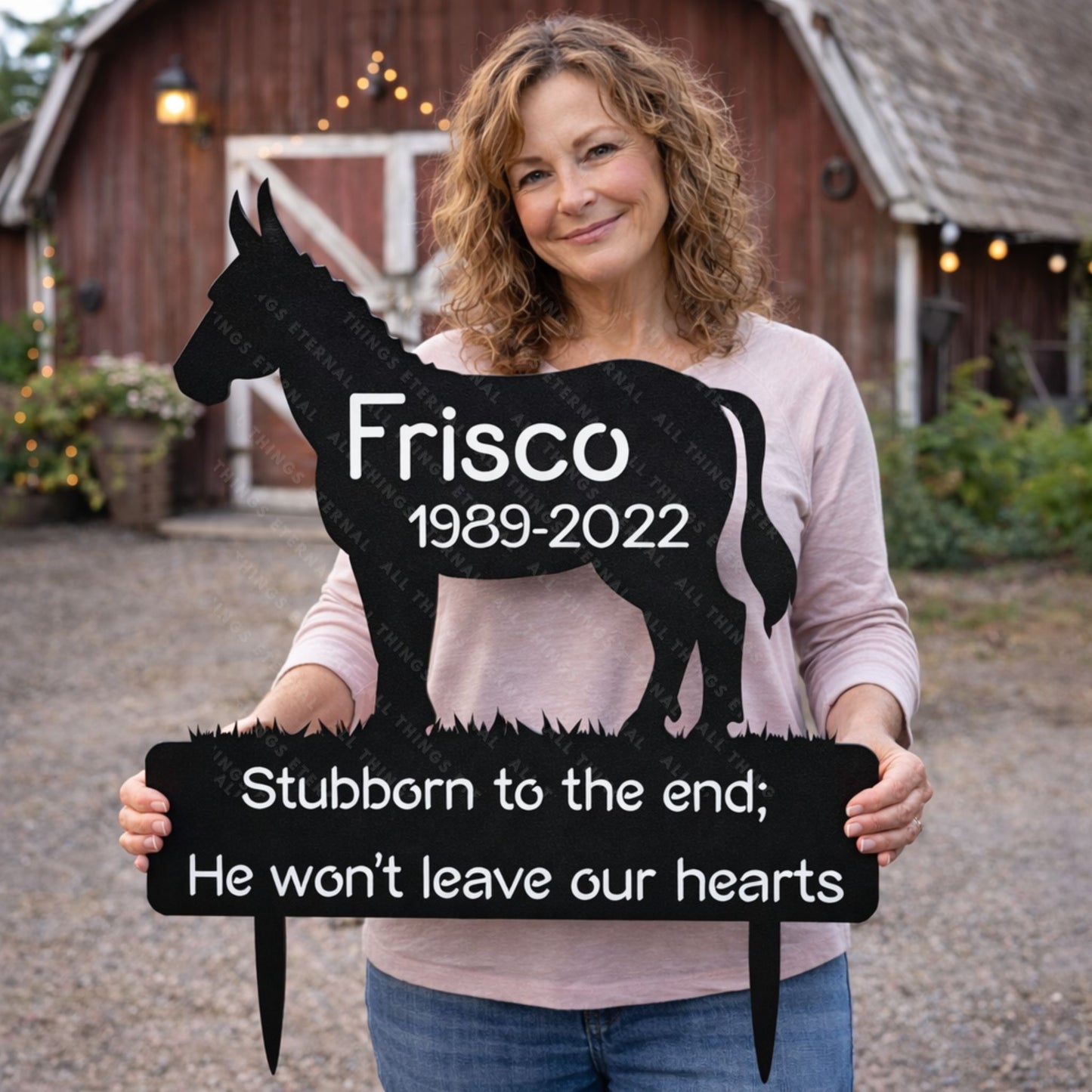 Custom Donkey Memorial Sign – Personalized Pet Loss Yard Decor