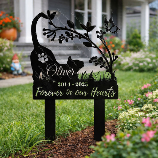 Custom Cat Memorial Stake: Metal Garden Grave Marker, Pet Remembrance