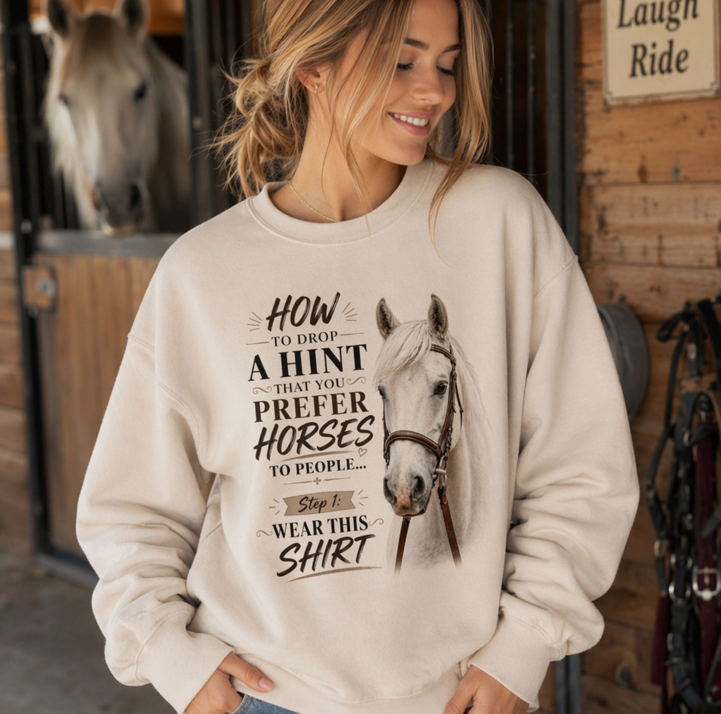 Prefer Horses Over People Funny Sweatshirt for Horse Lovers