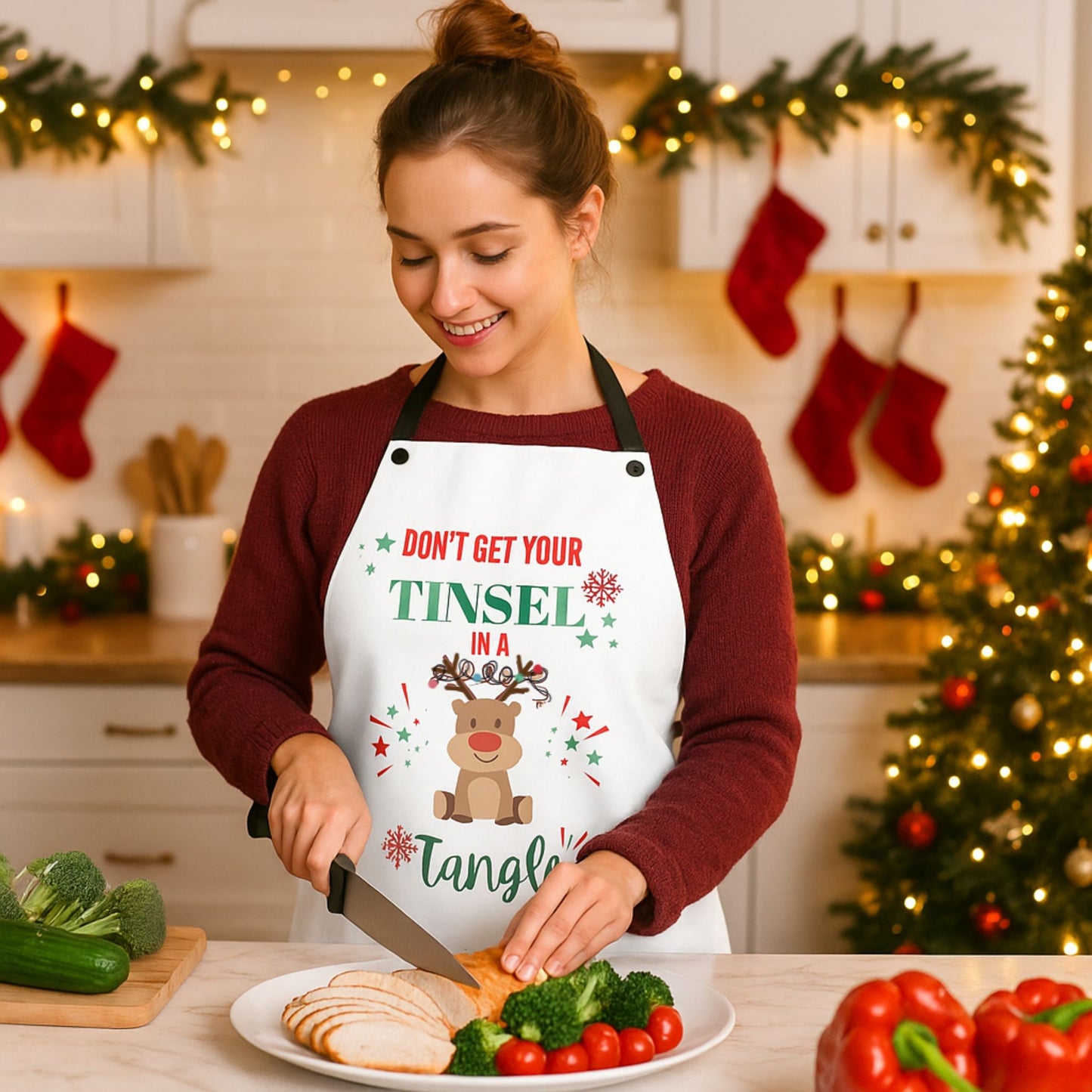 Don’t Get Your Tinsel in a Tangle Apron | Funny Christmas  Kitchen Gift