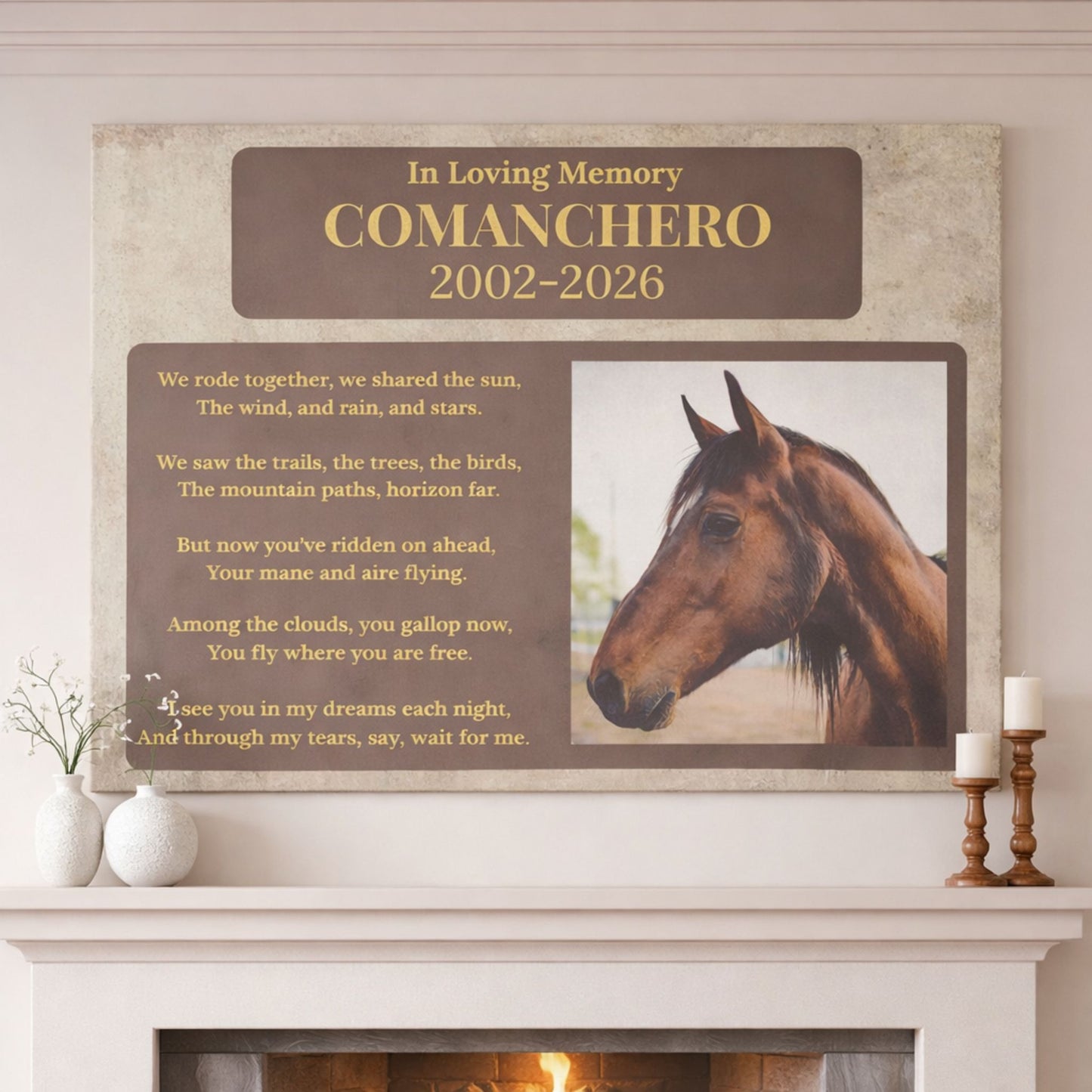 Custom Horse Memorial Canvas with Photo – Tribute Gifts Horse Lovers