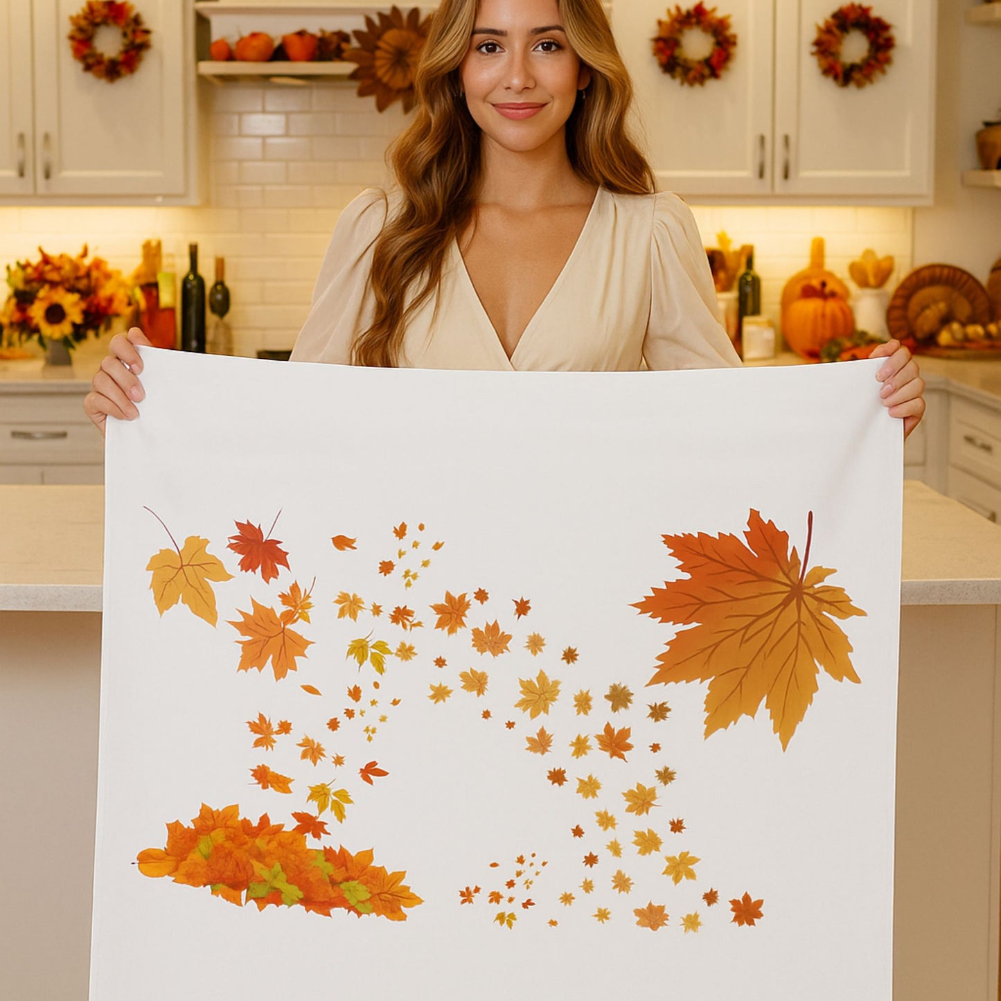 Autumn Fall Leaves Tablecloth | Thanksgiving & Family Dinner Decor
