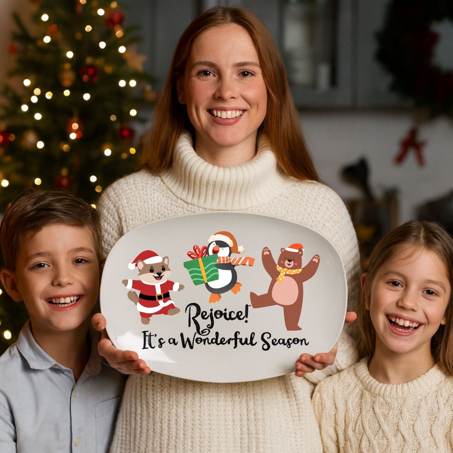 Rejoice It's a Wonderful Season Festive Christmas Serving Tray – Holiday Platter