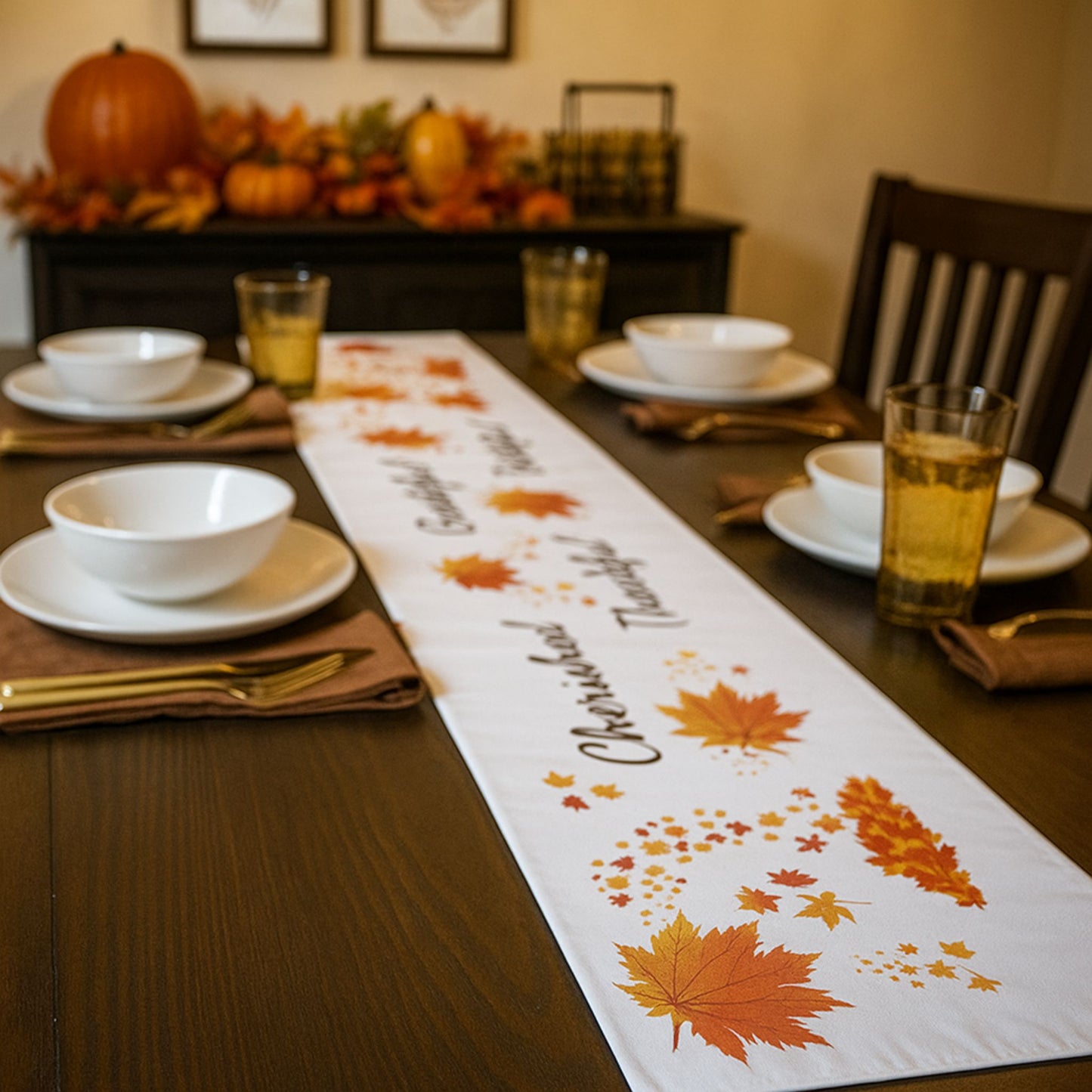 Autumn Blessings Table Runner | Fall & Thanksgiving Table Decor