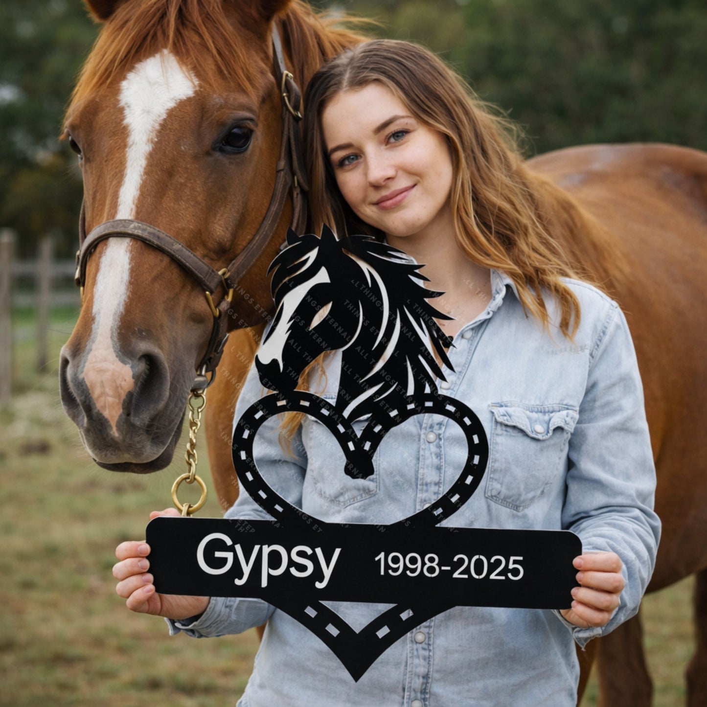 Custom Horse Memorial Metal Sign – A Loving Tribute with Name & Dates