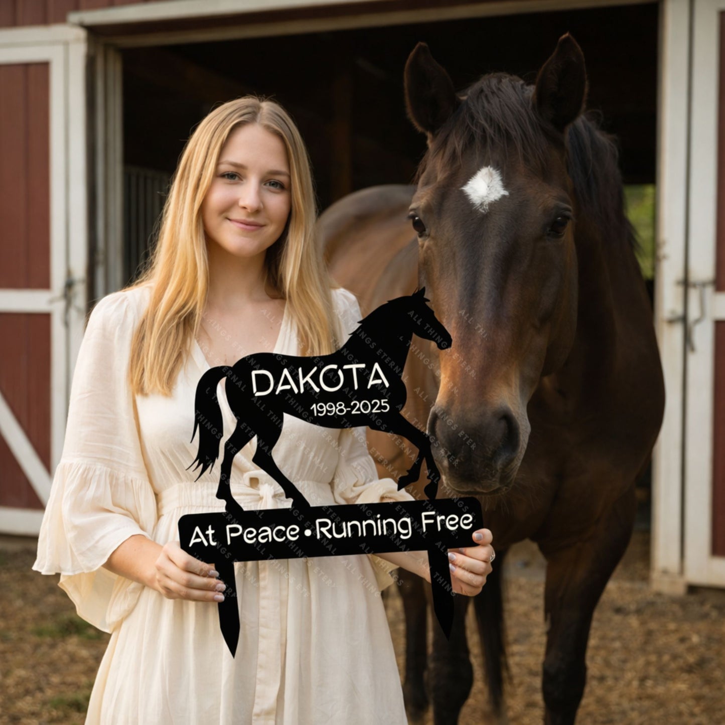 Custom Horse Memorial Garden Stake – Personalized Metal Grave Marker