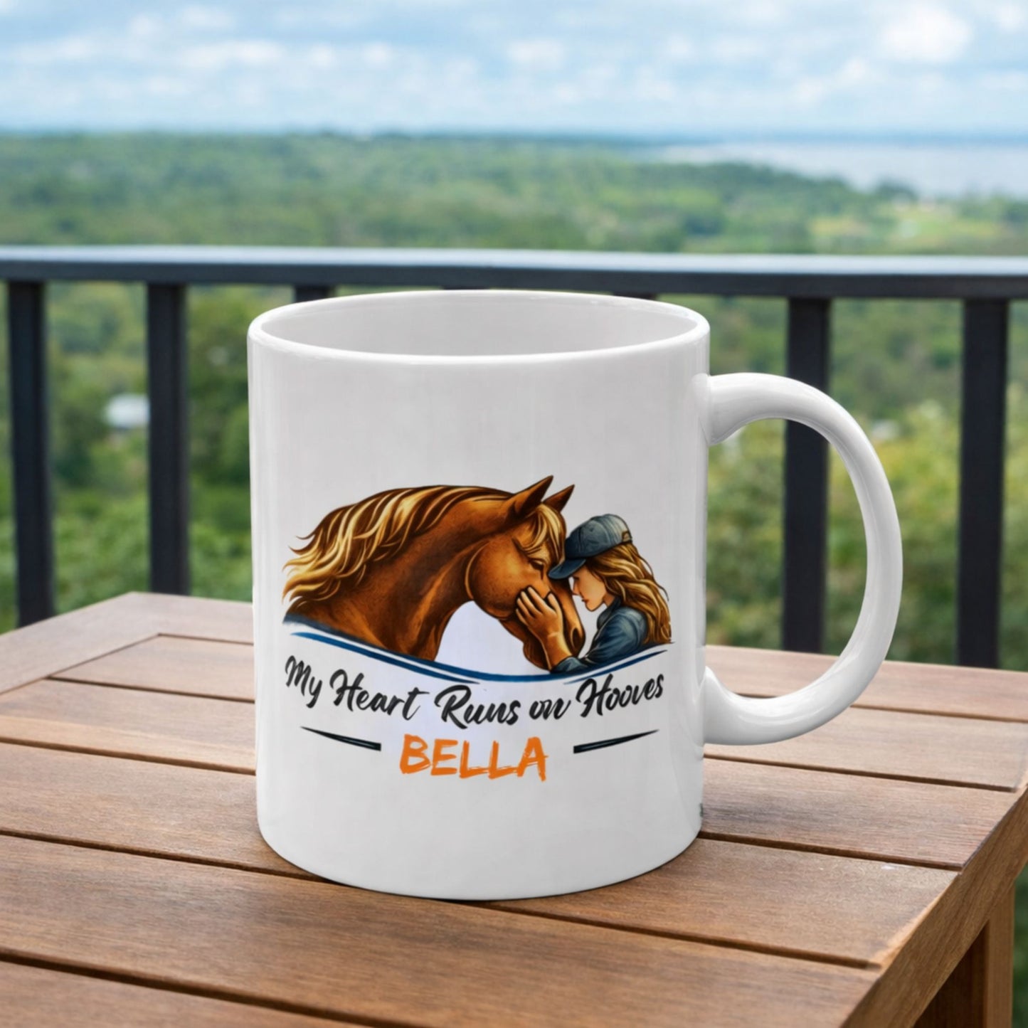 Horse Lover Ceramic Mug – My Heart Runs on Hooves Cute Equestrian Coffee Cup