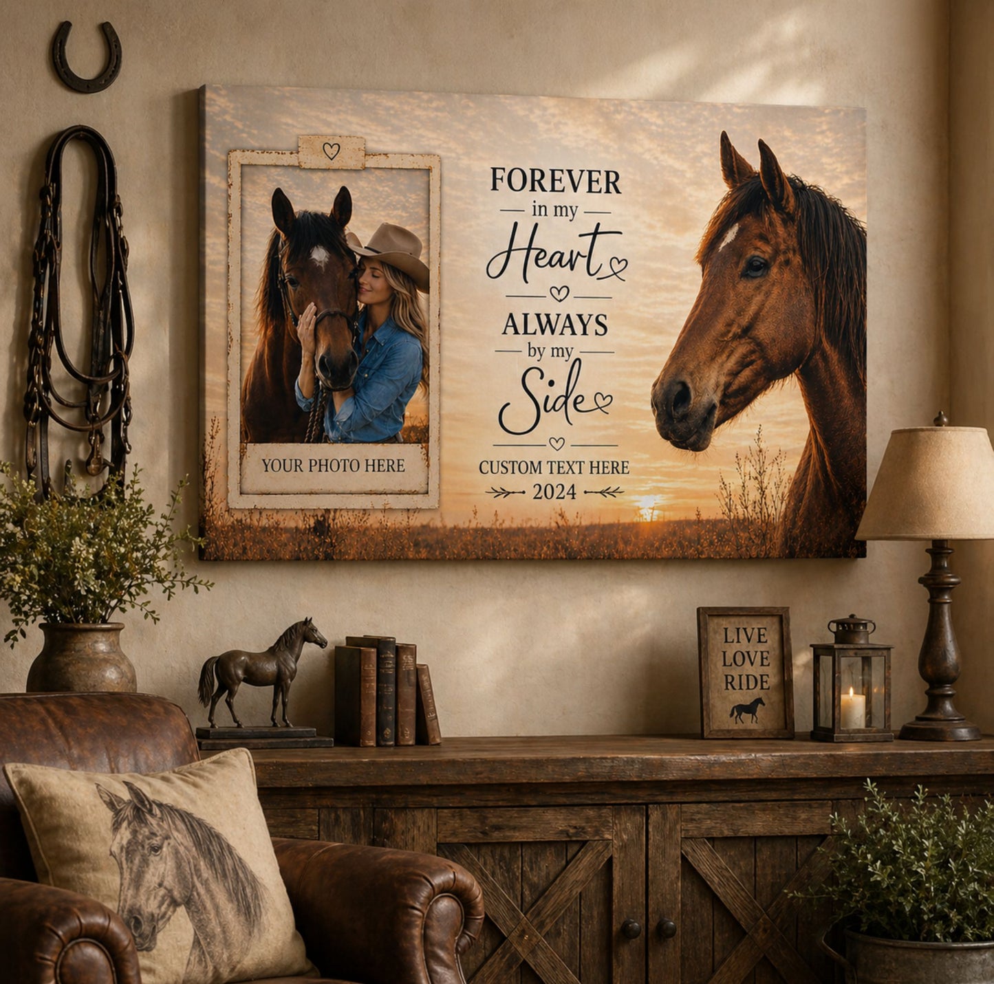 Personalized Horse Canvas Print Photo Gift for Horse Lovers