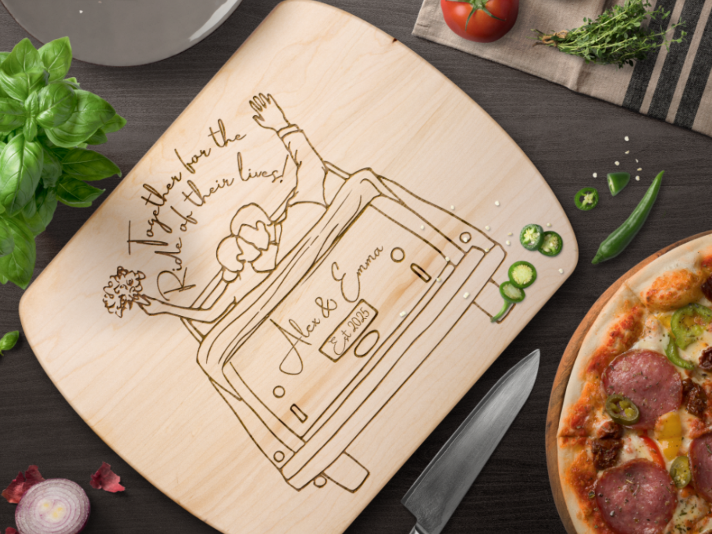 Personalized Wedding Cutting Board- Custom Board for Newlyweds, Couples, Kitchen Decor