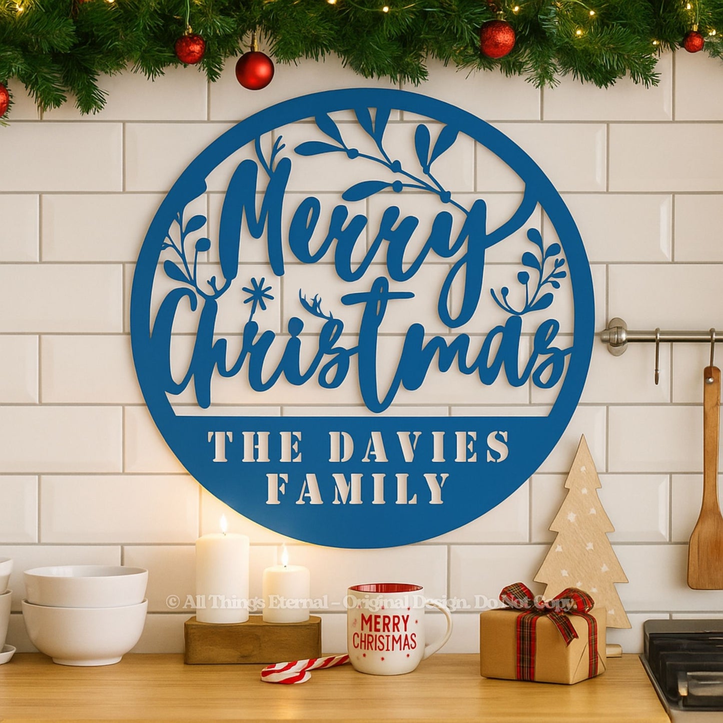 Personalized Christmas Metal Sign | Custom Family Wall Decor