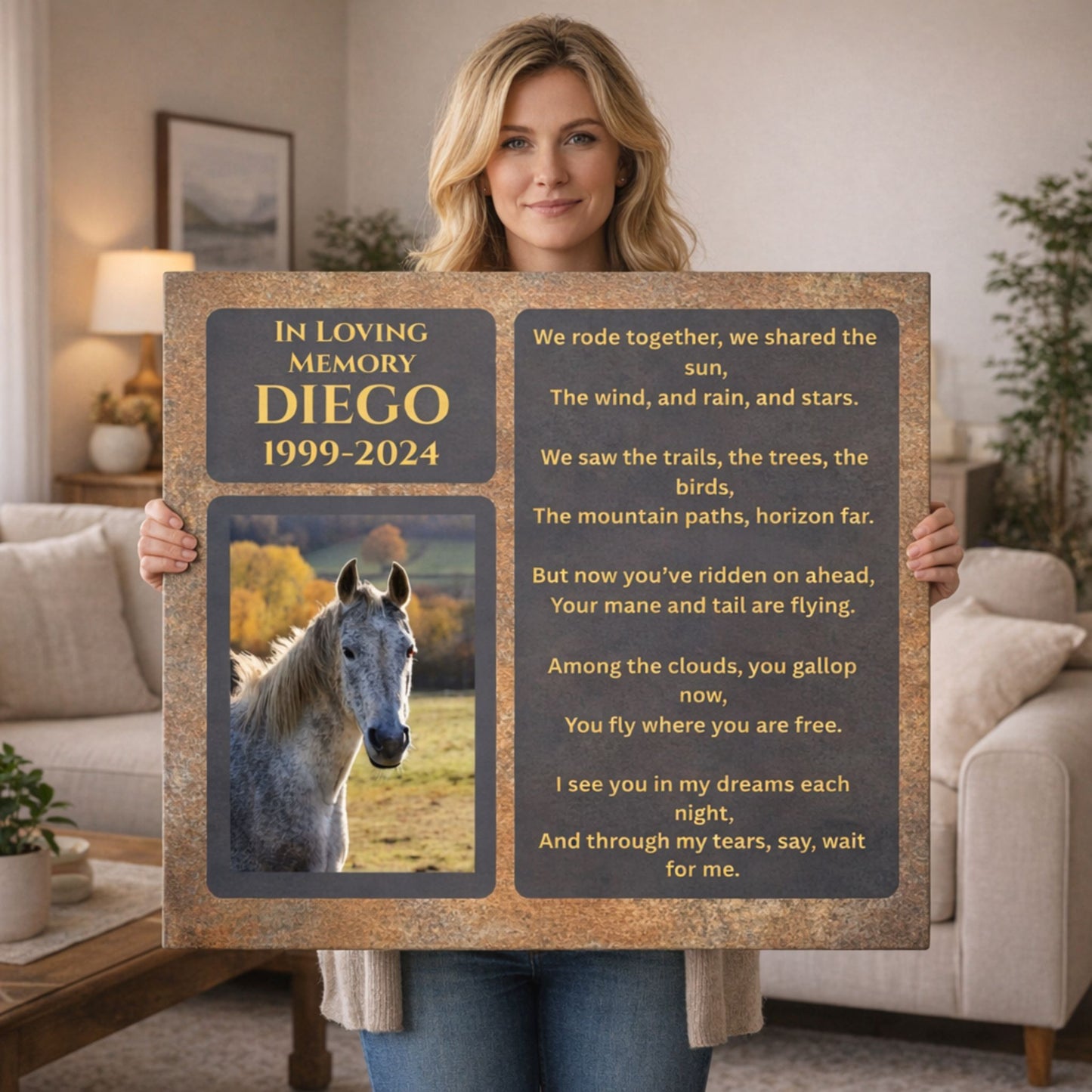 Personalized Horse Memorial Canvas Wall Art – Custom Photo & Name Tribute
