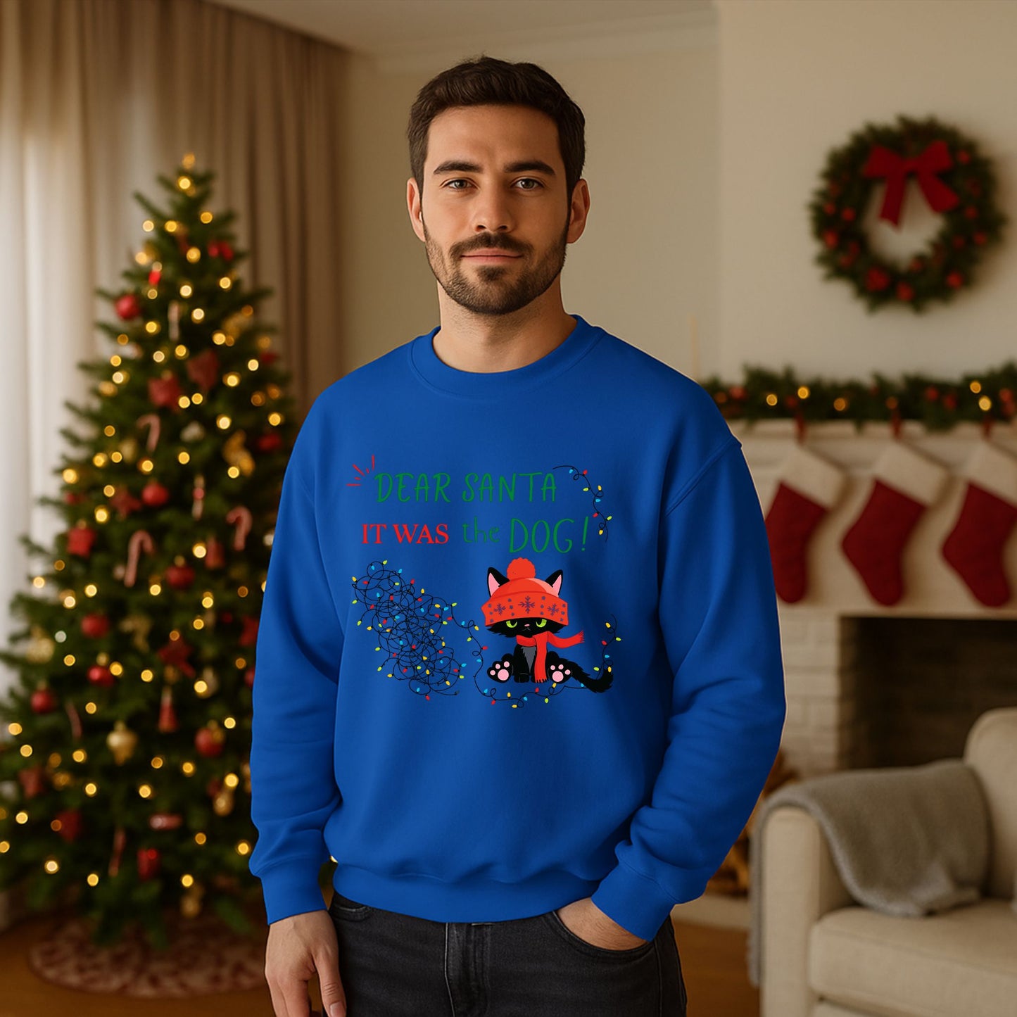 It Was the Dog Funny Cat Sweatshirt – Cozy Holiday Christmas Gift