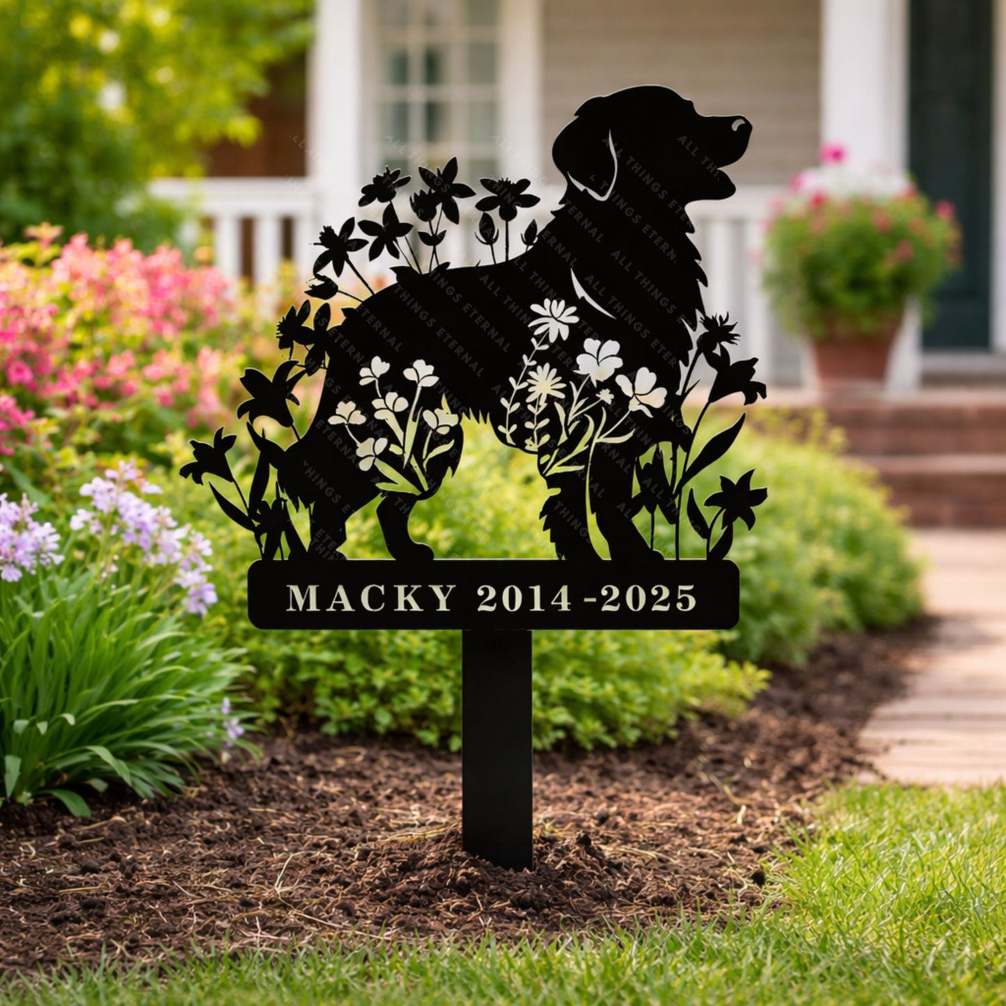 Pomeranian Custom Dog Memorial Stake – Personalized Metal Pet Garden Sign