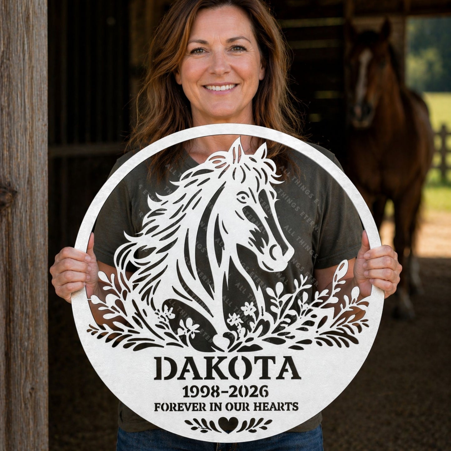 Personalized Horse Memorial Metal Sign | Custom Name Barn Decor Gift