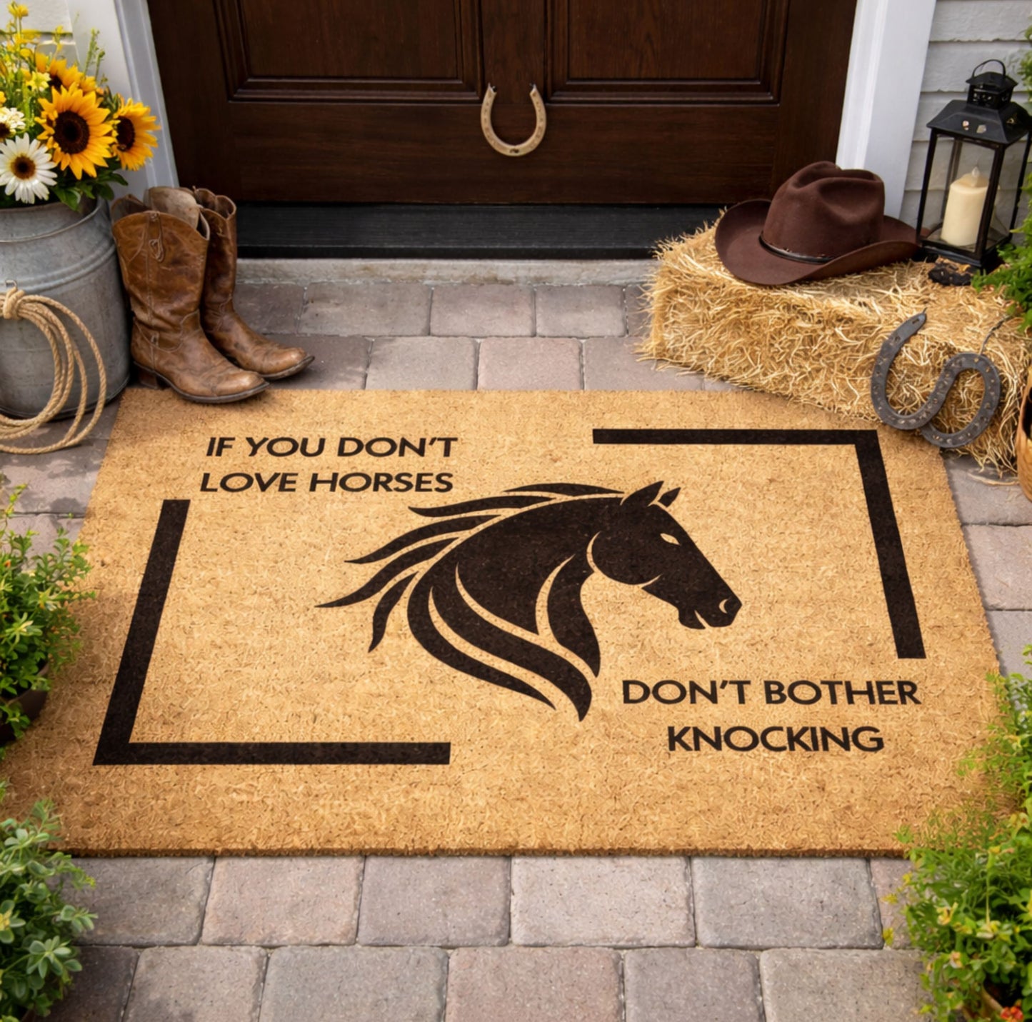 Funny Horse Welcome Doormat - If You Don’t Love Horses Don’t Knock Horse Lover  Mat