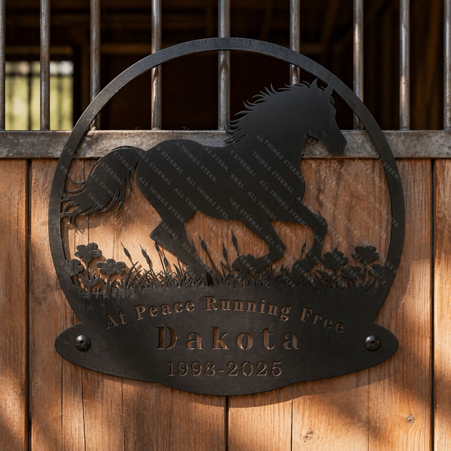 Custom Horse Memorial Metal Sign – Personalized Tribute with Name & Dates