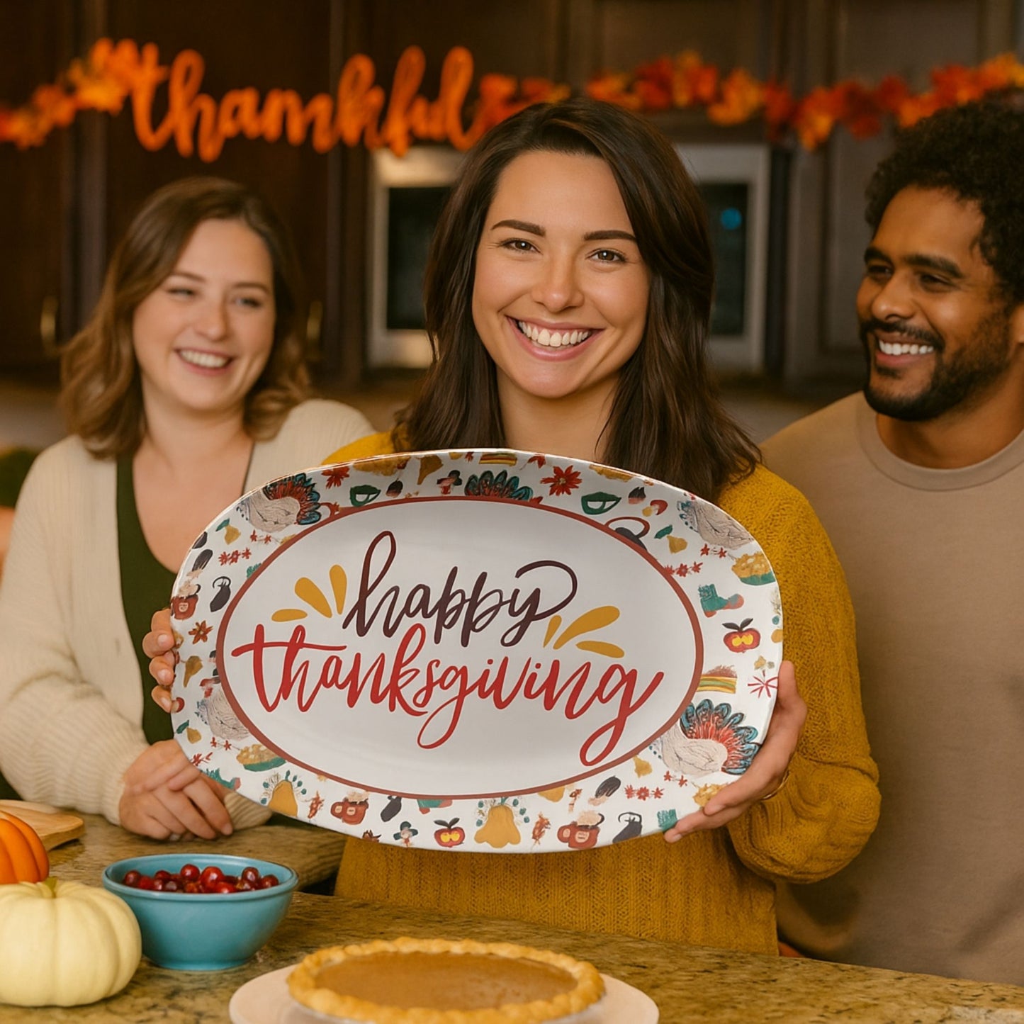 Happy Thanksgiving Serving Platter – Festive Fall Table Décor