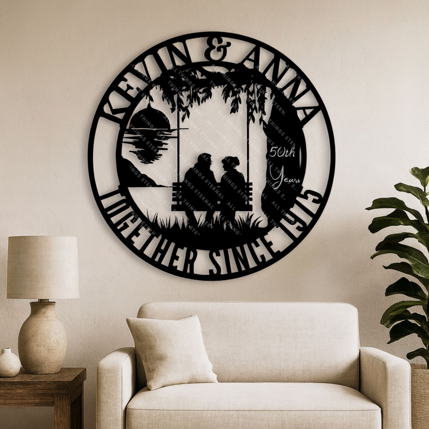 50th Anniversary Gift for Parents – Personalized Metal Wall Art