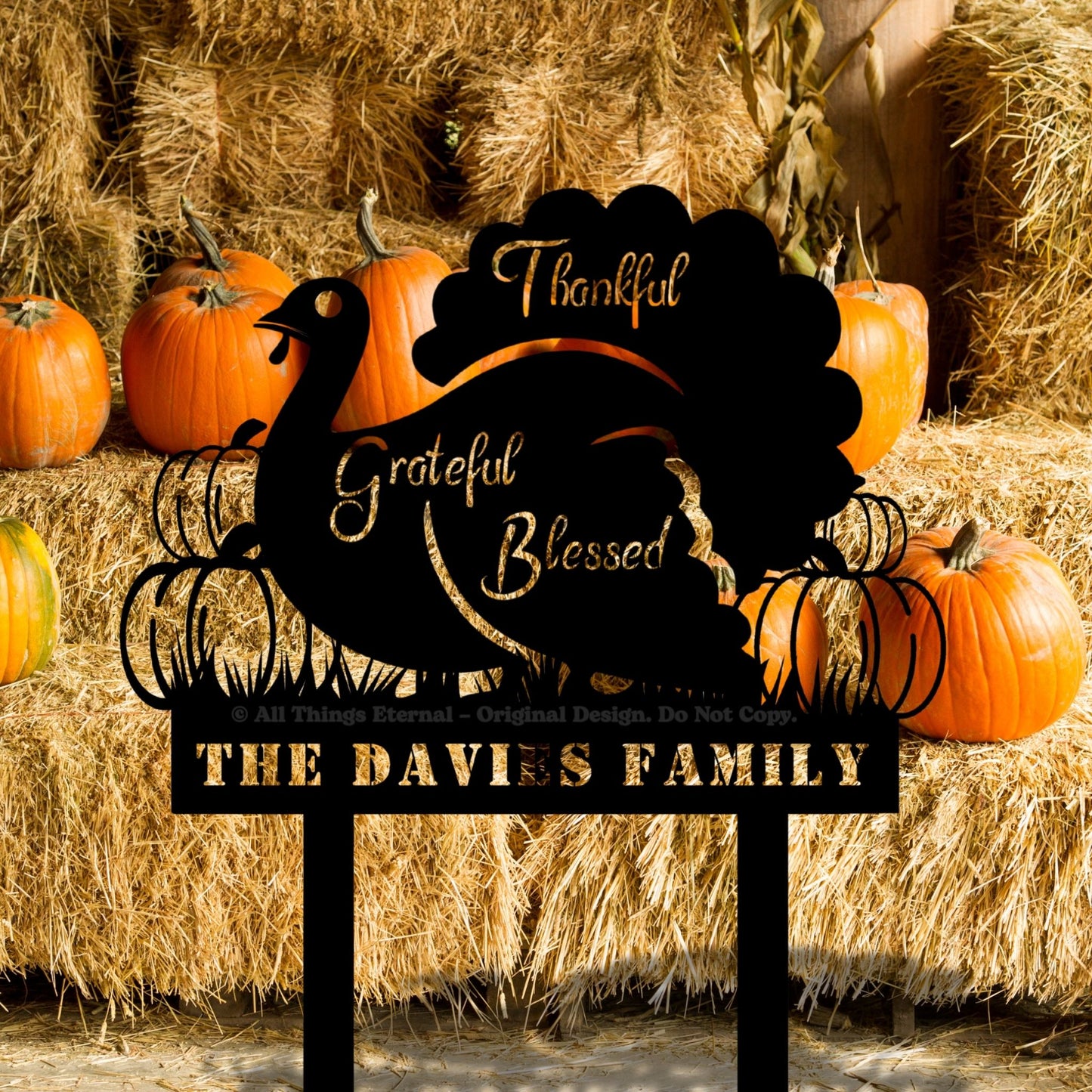 Thankful Grateful Blessed Fall Yard Decoration