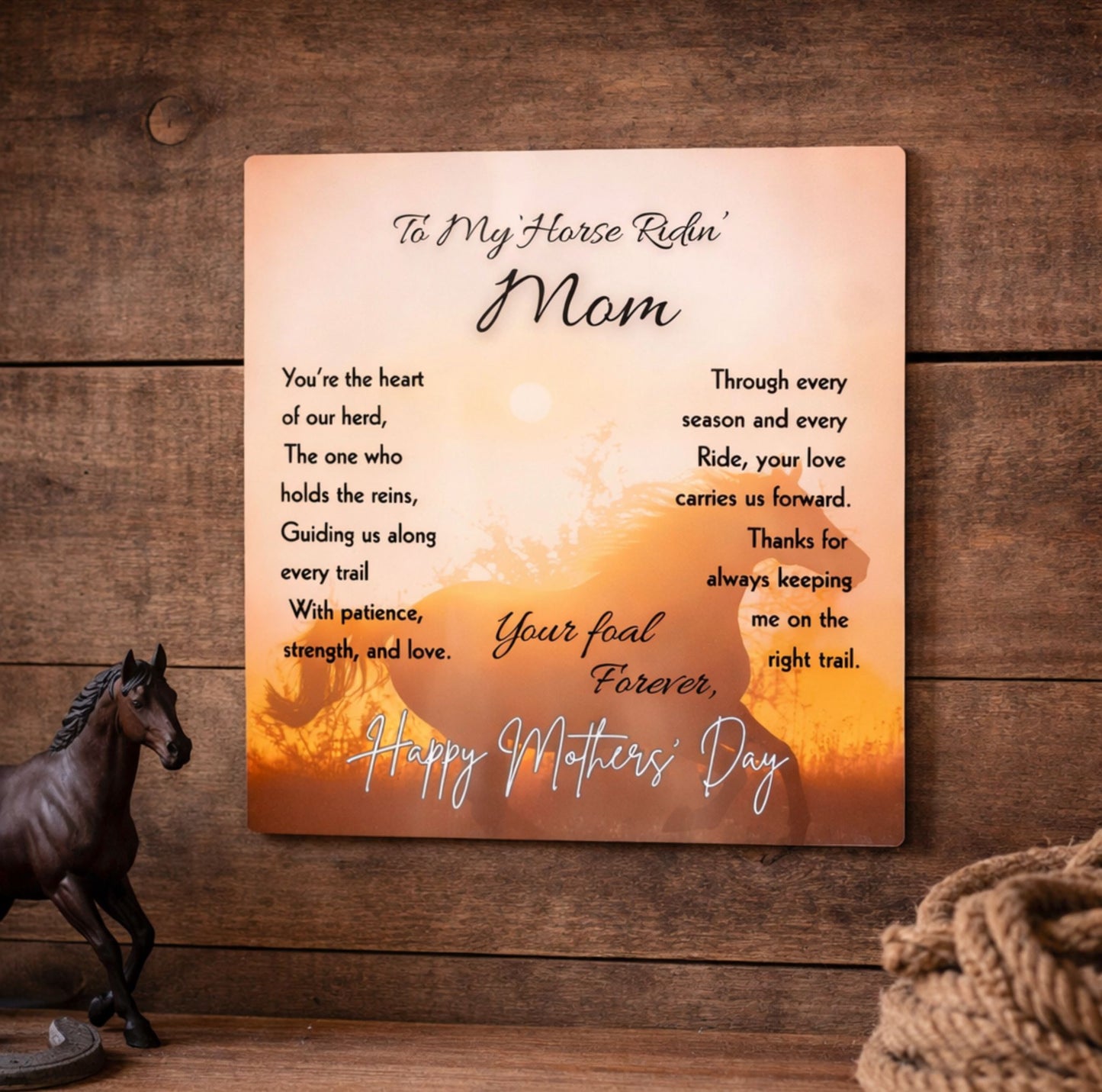 To My Horse Ridin' Mom High Gloss Metal Art Print  – Mother's Day Horse Gift