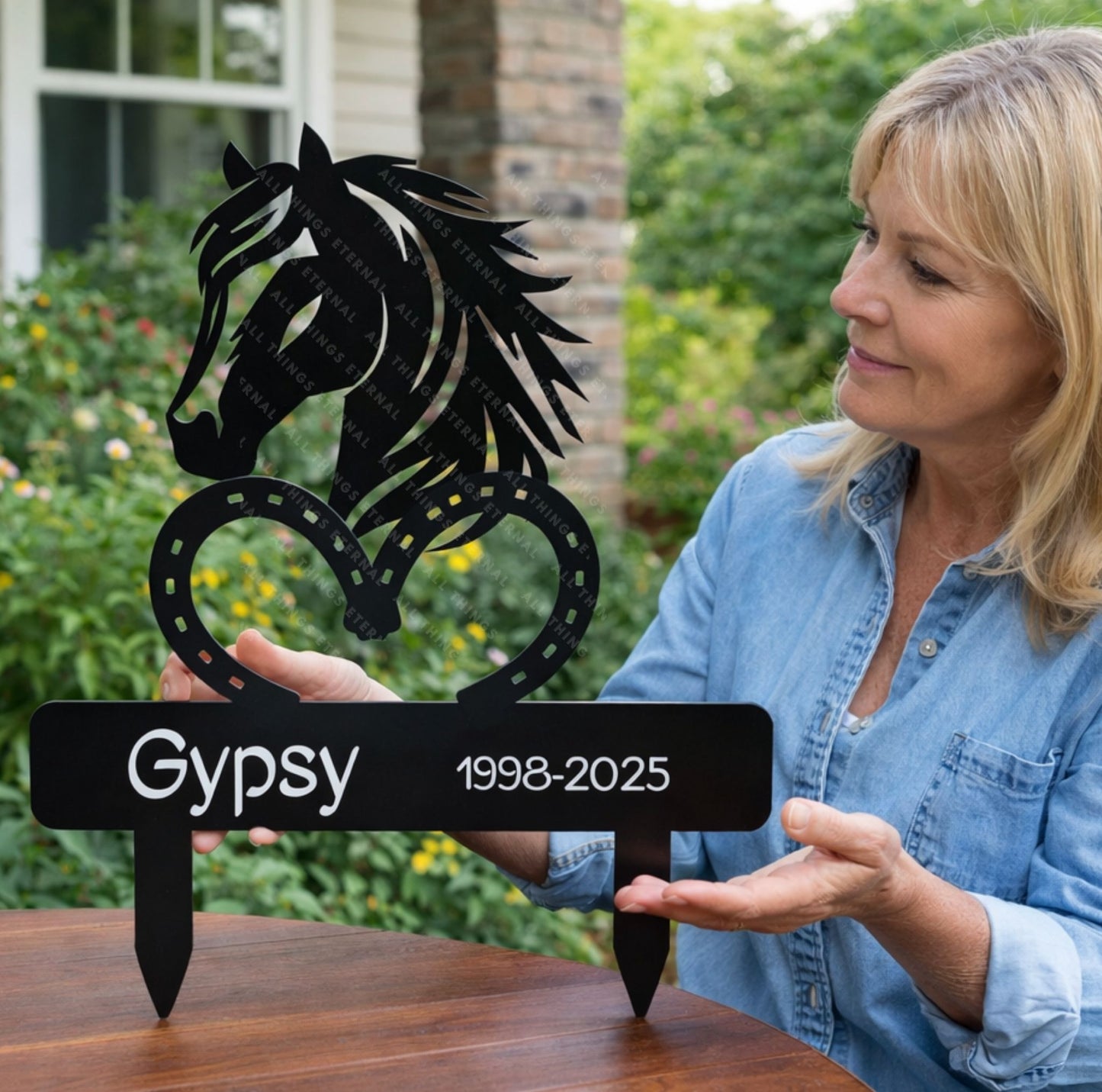Personalized Horse Memorial Metal Grave Marker | Custom Tribute Sign