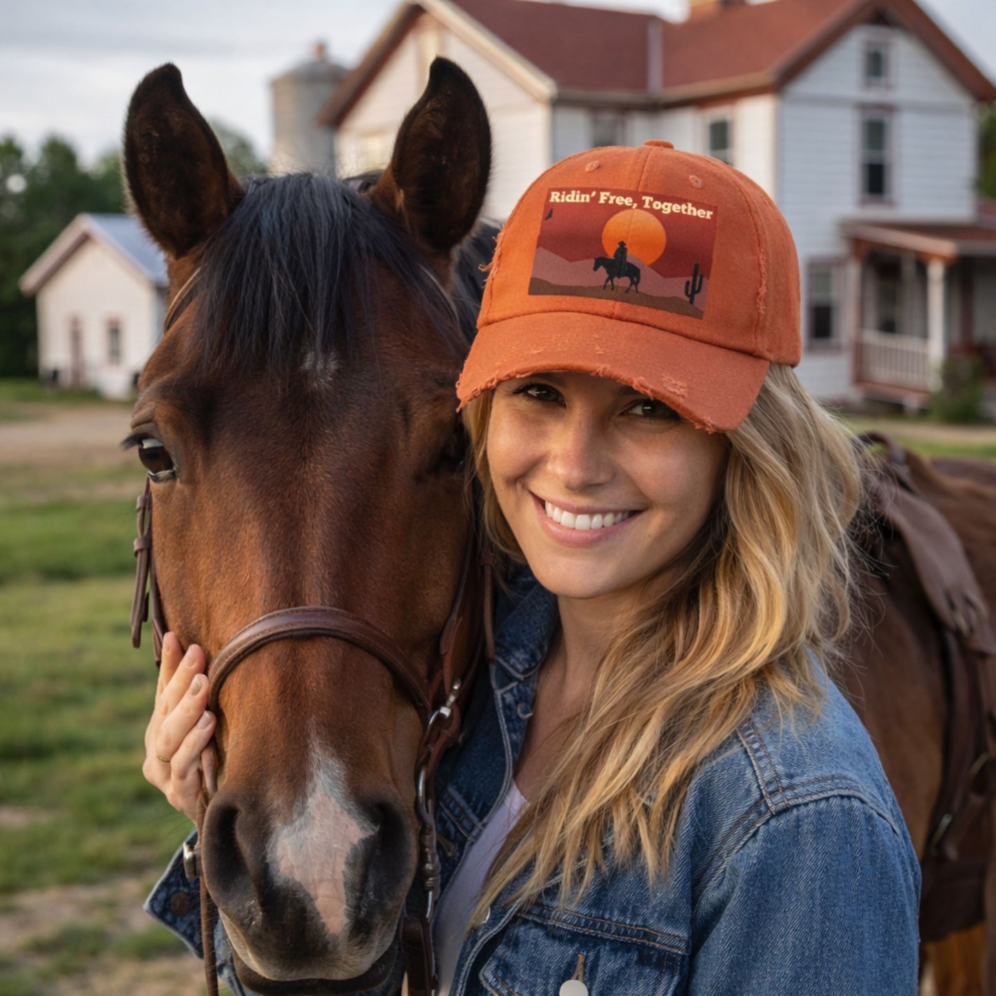 Ridin' Free Together Distressed Vintage Horse Cap