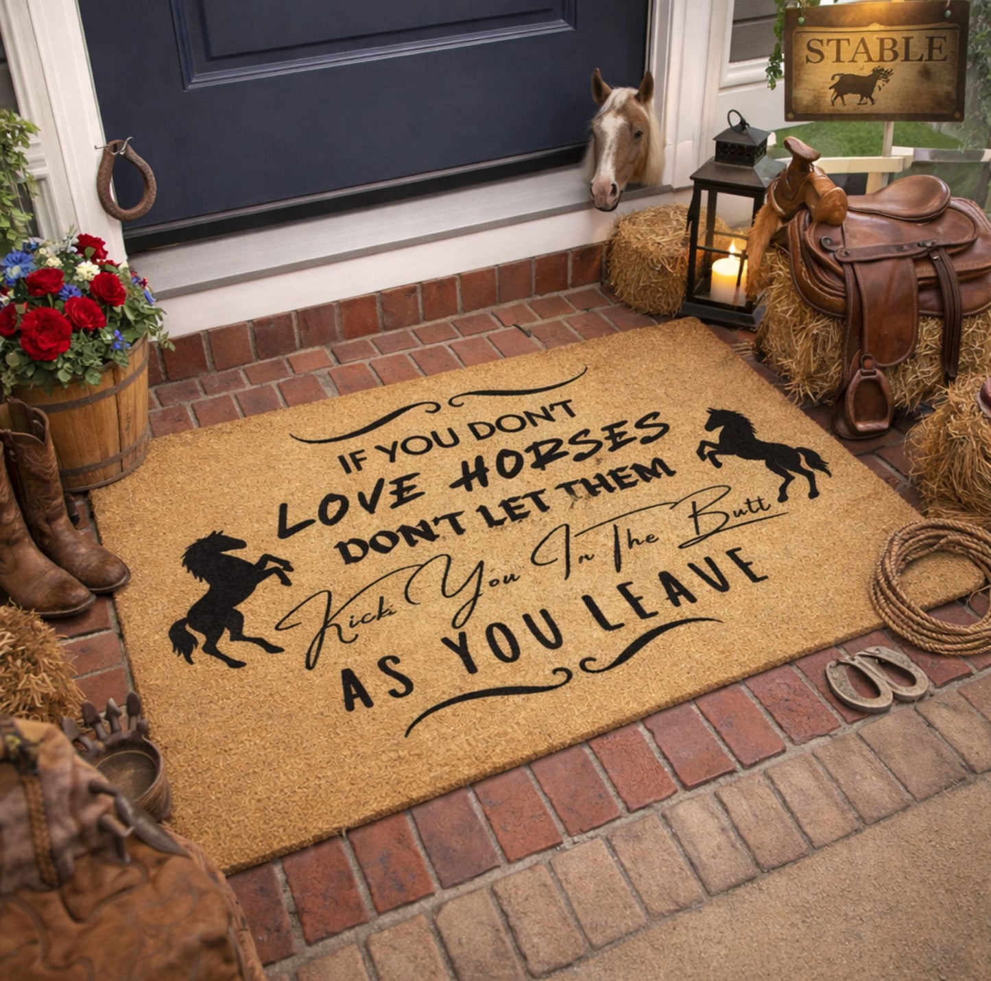 Funny Horse Doormat Gift for Horse Lovers Farmhouse Entry Rug