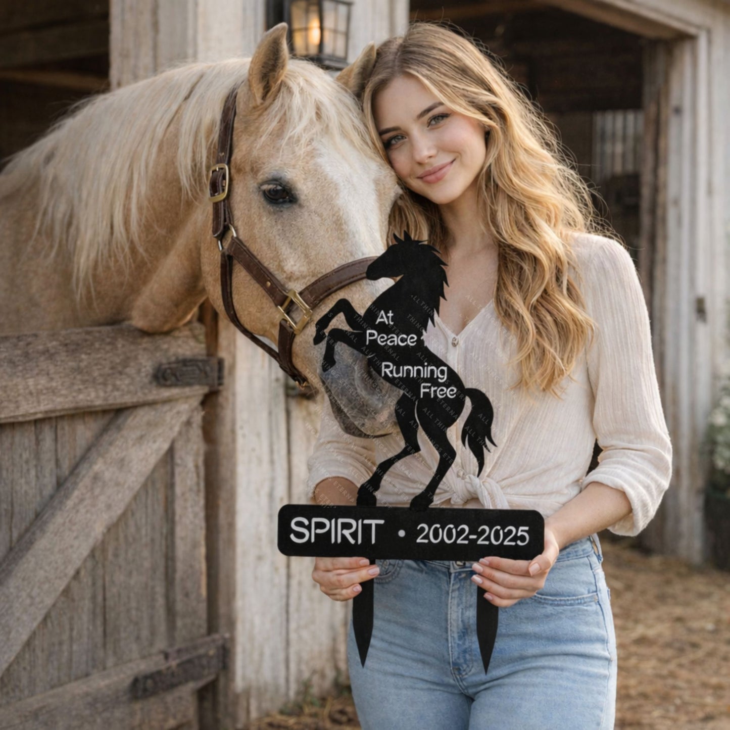 Personalized Horse Memorial Garden Stake – Custom Metal Yard Sign