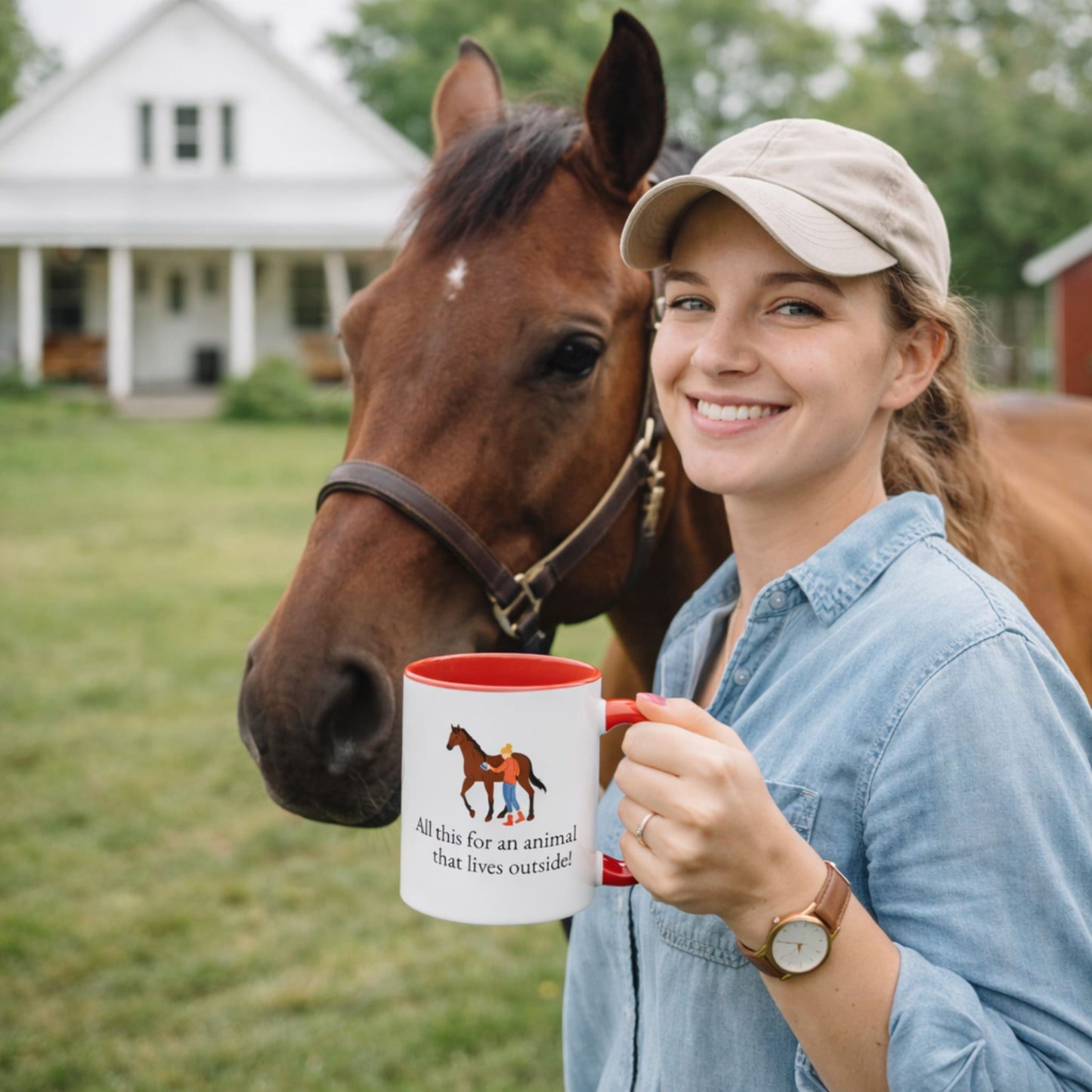 All this for an animal that lives outside Two-Tone Coffee Mug Gift for Horse Lovers