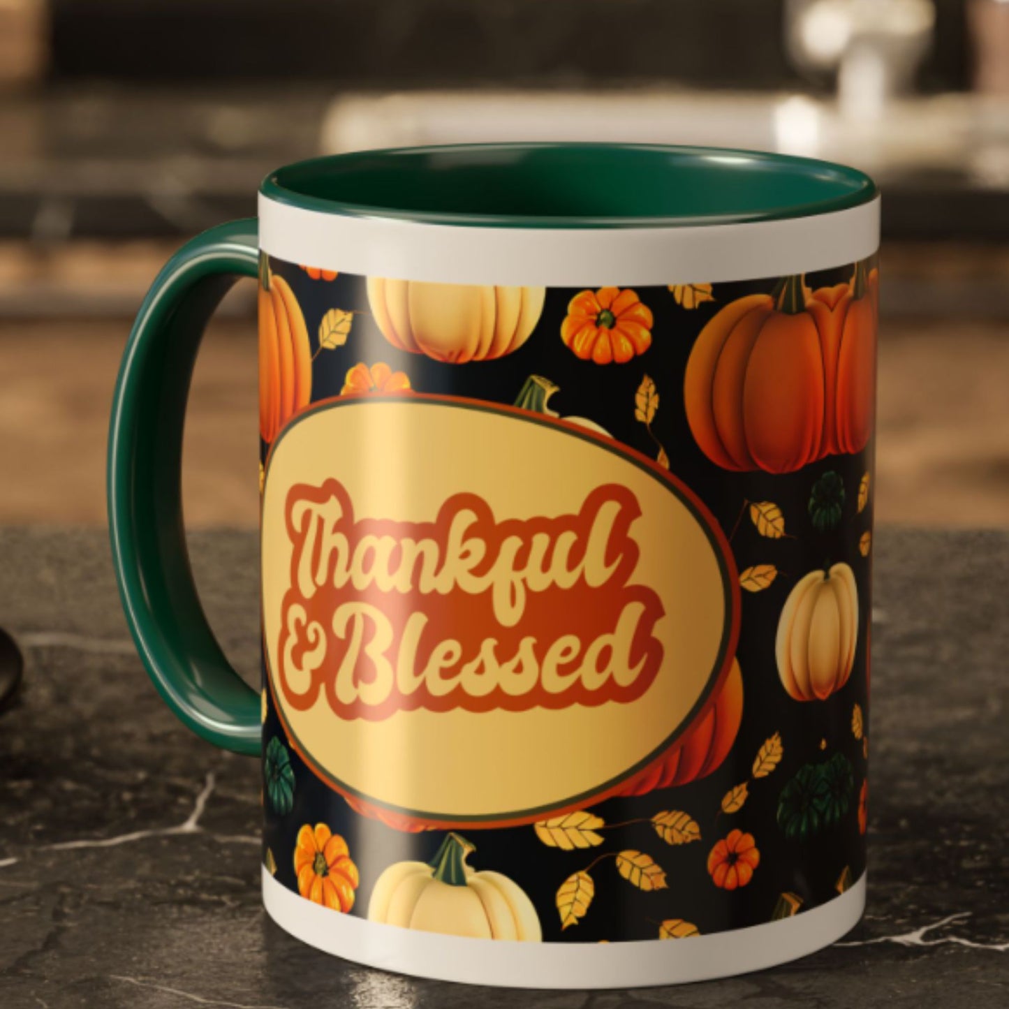 Thankful & Blessed Mug | Festive Two-Tone Coffee Cup Gift