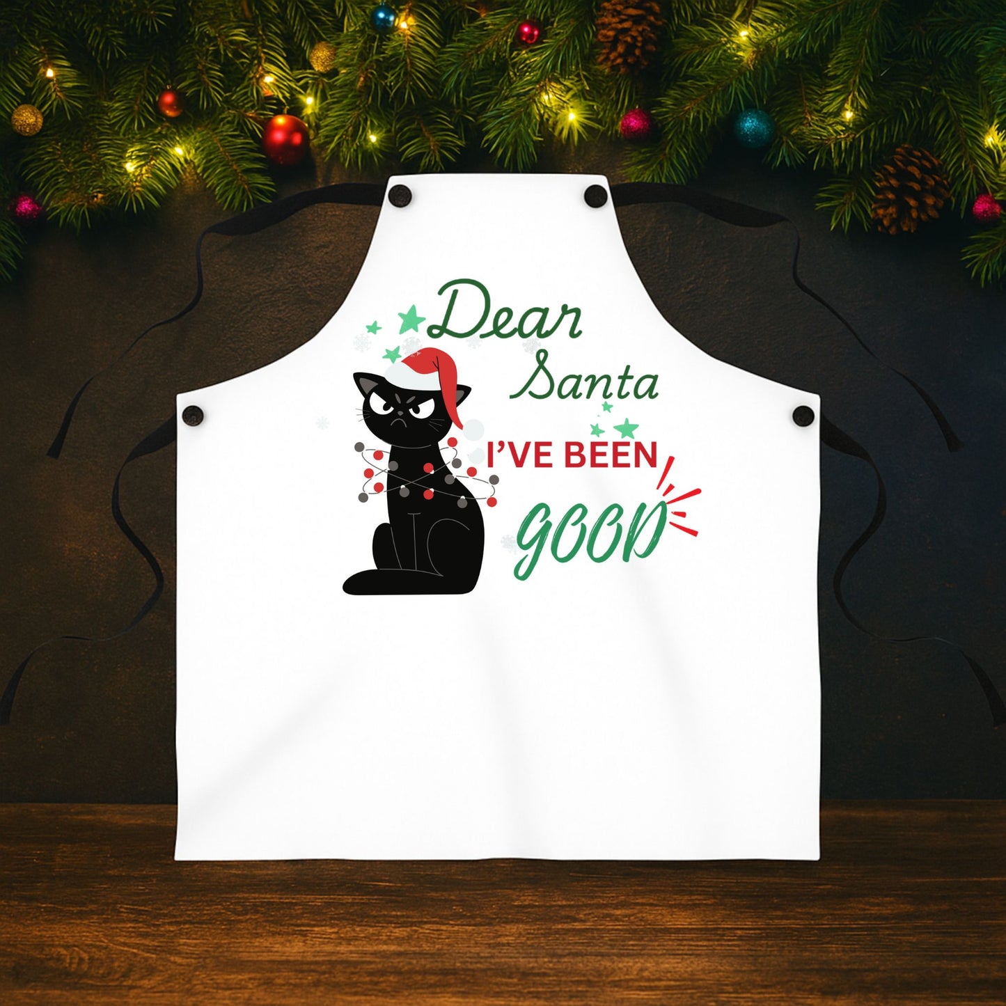 Funny Cat "I've Been Good" Christmas Apron | Cooking Gift for Cat Lovers