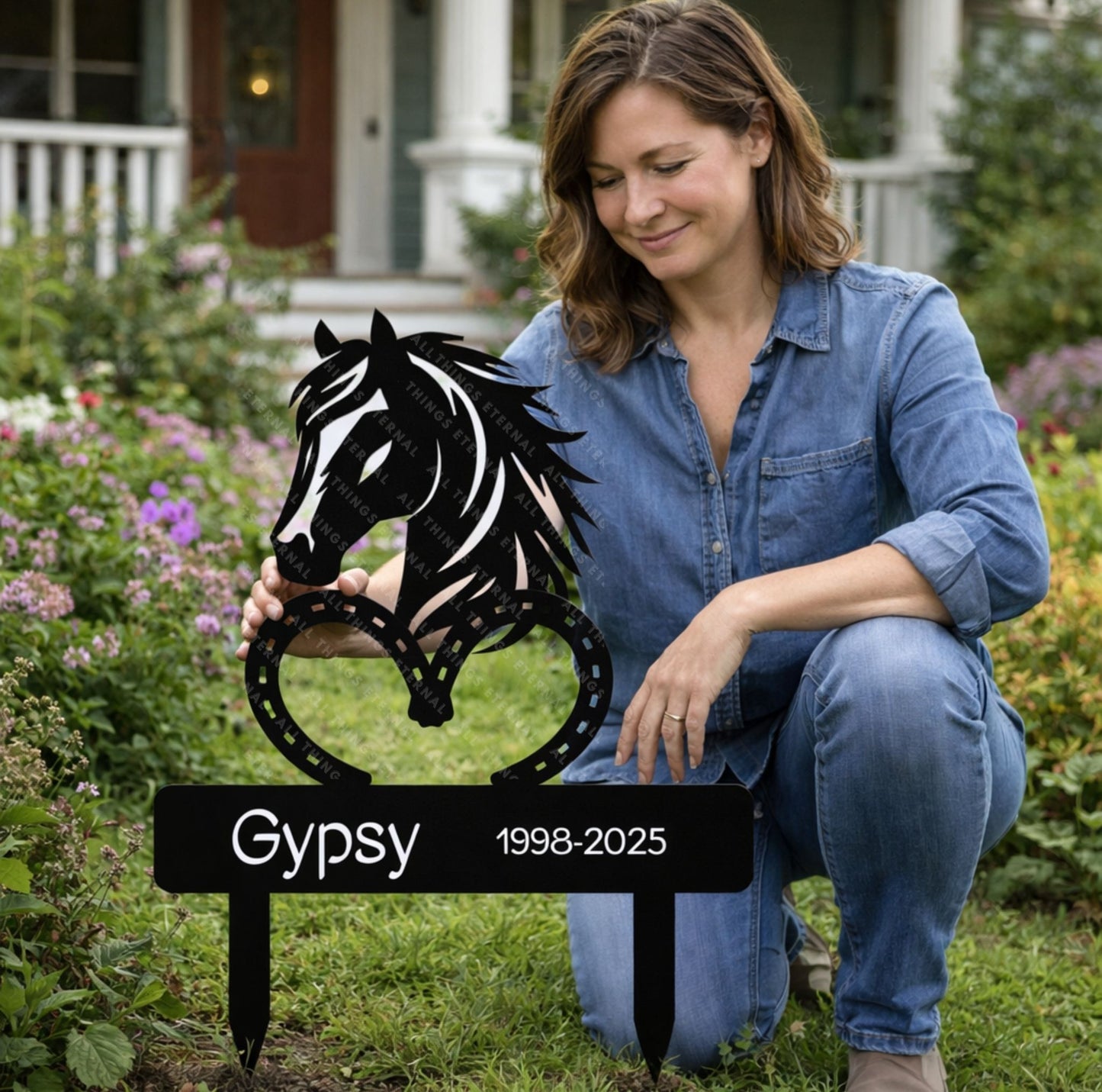 Personalized Horse Memorial Metal Sign – Custom Equine Tribute with Name & Dates
