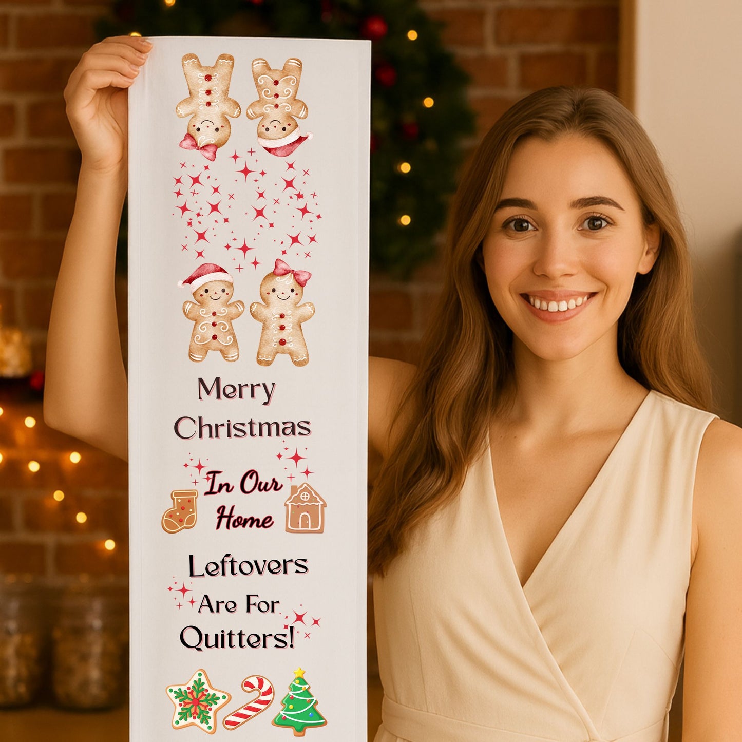 Leftovers Are for Quitters  Funny Christmas Table Runner