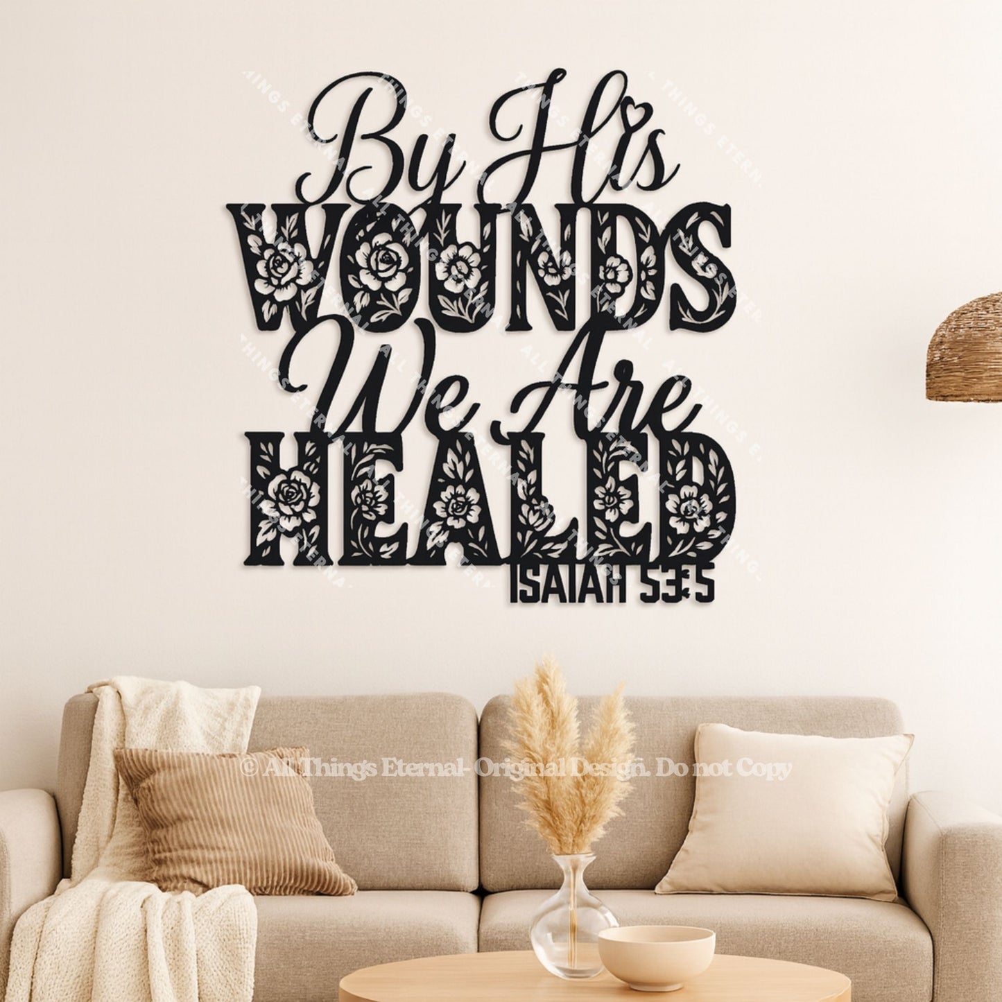 Isaiah 53:5 Metal Wall Art – Modern Christian Bible Verse Home Decor