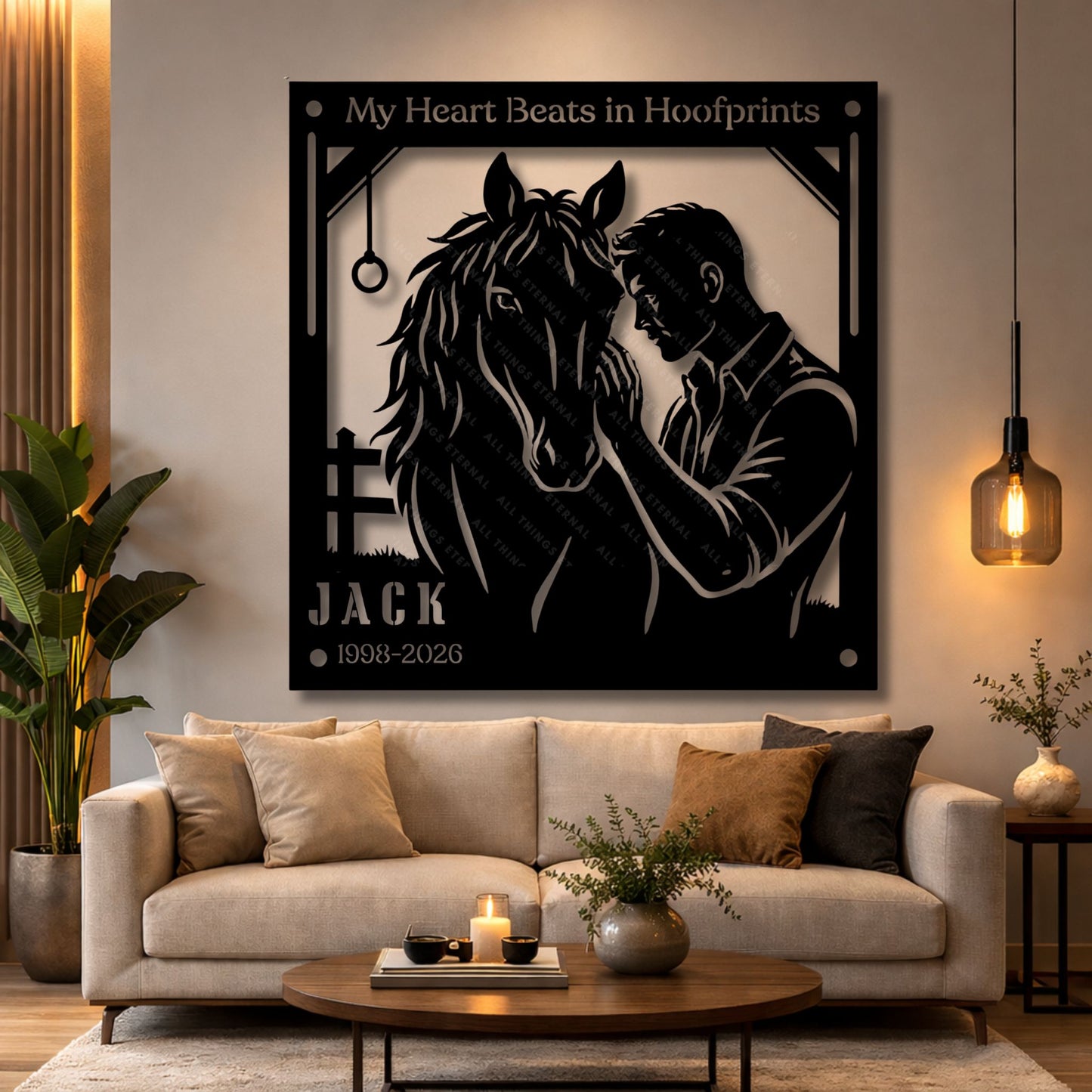 Personalized Horse Memorial Metal Sign – My Heart Beats in Hoofprints