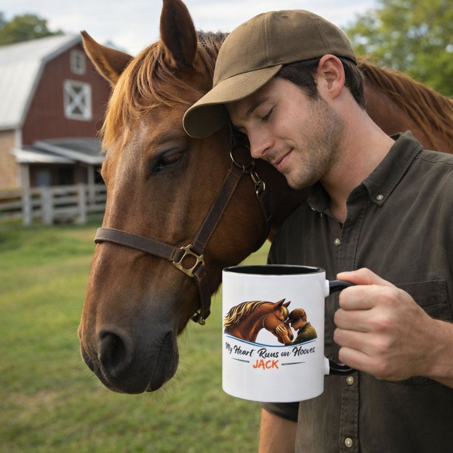 My Heart Runs on Hooves Horse Coffee Mug — Personalized Equestrian Accent Mug