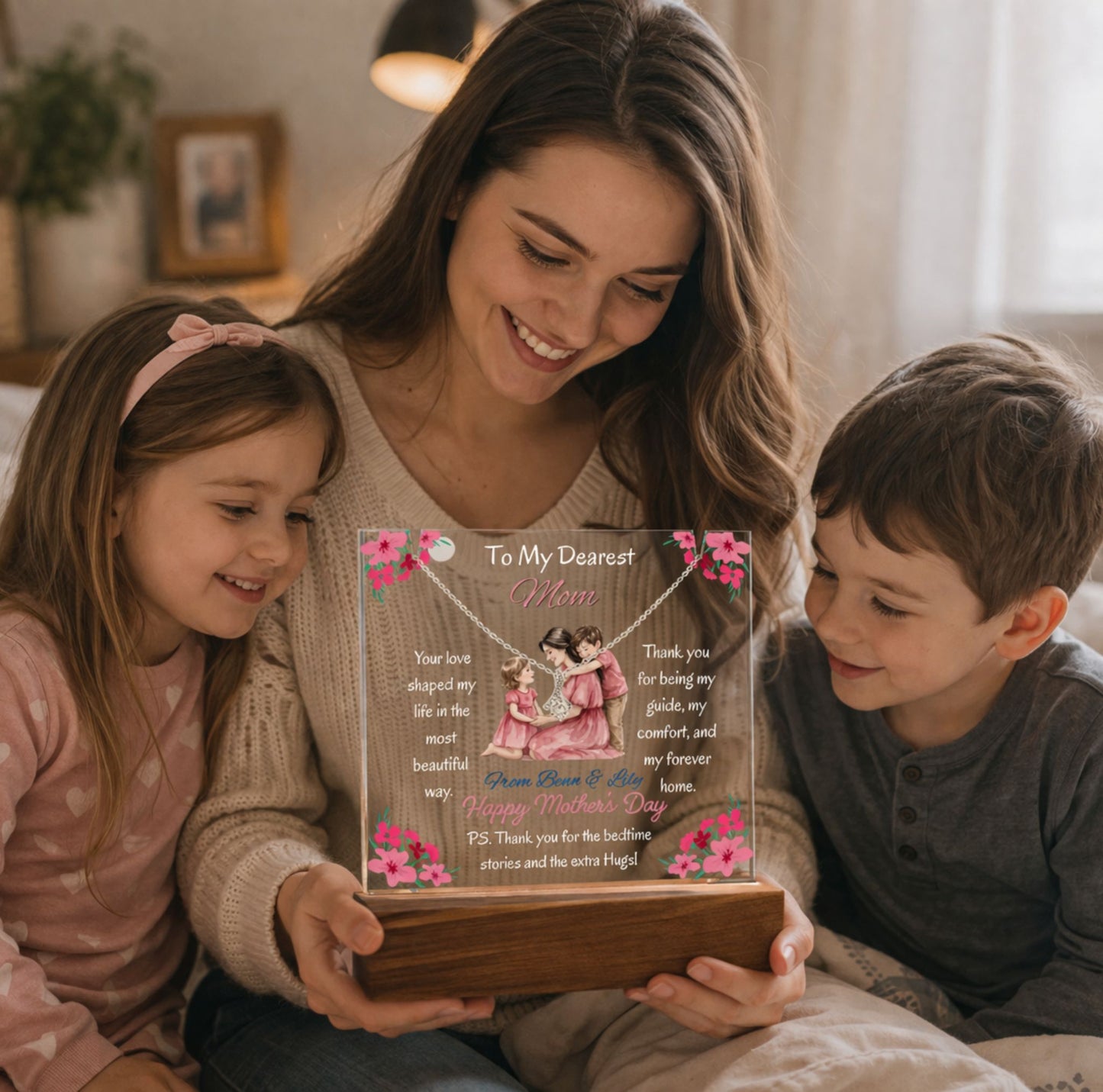 Personalized To My Dearest Mom Alluring Beauty Necklace Acrylic Plaque Mother's Day Gift