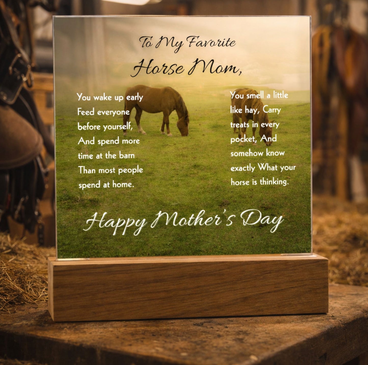 To My Favorite Horse Mom Acrylic Plaque – Perfect Mother’s Day Gift for Horse Lovers