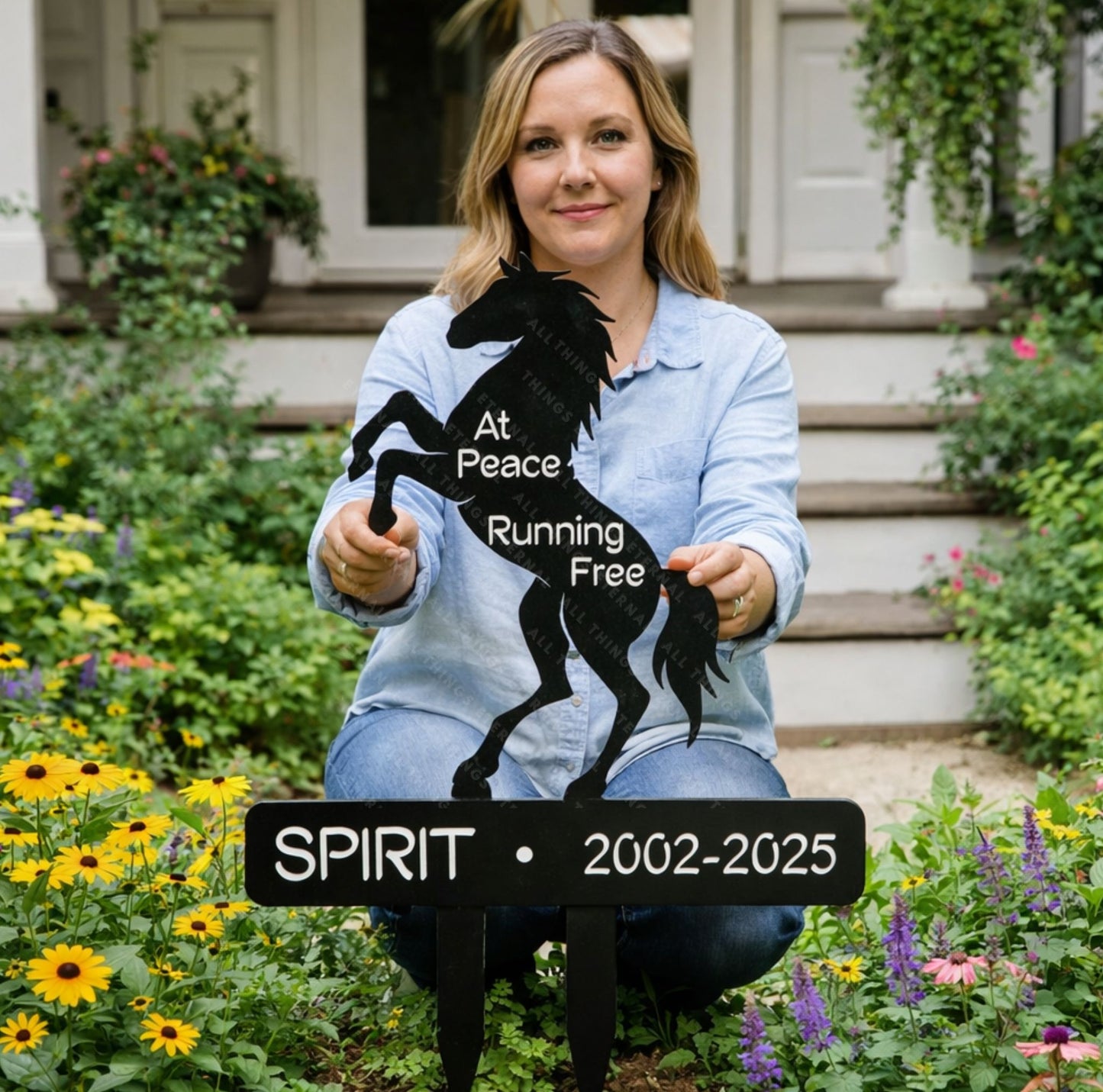 Personalized Horse Memorial Garden Stake – Custom Metal Yard Sign