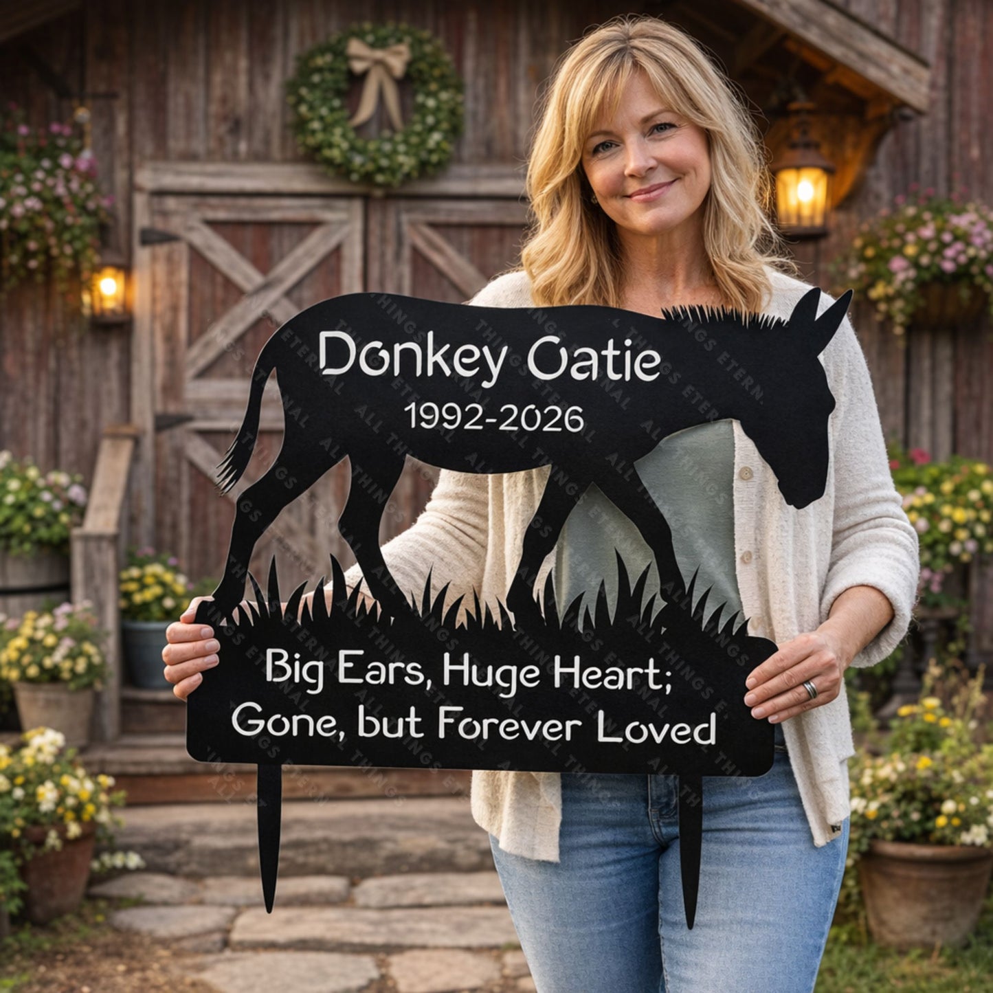 Personalized Donkey Memorial Metal Yard Sign – Custom Pet Loss Marker