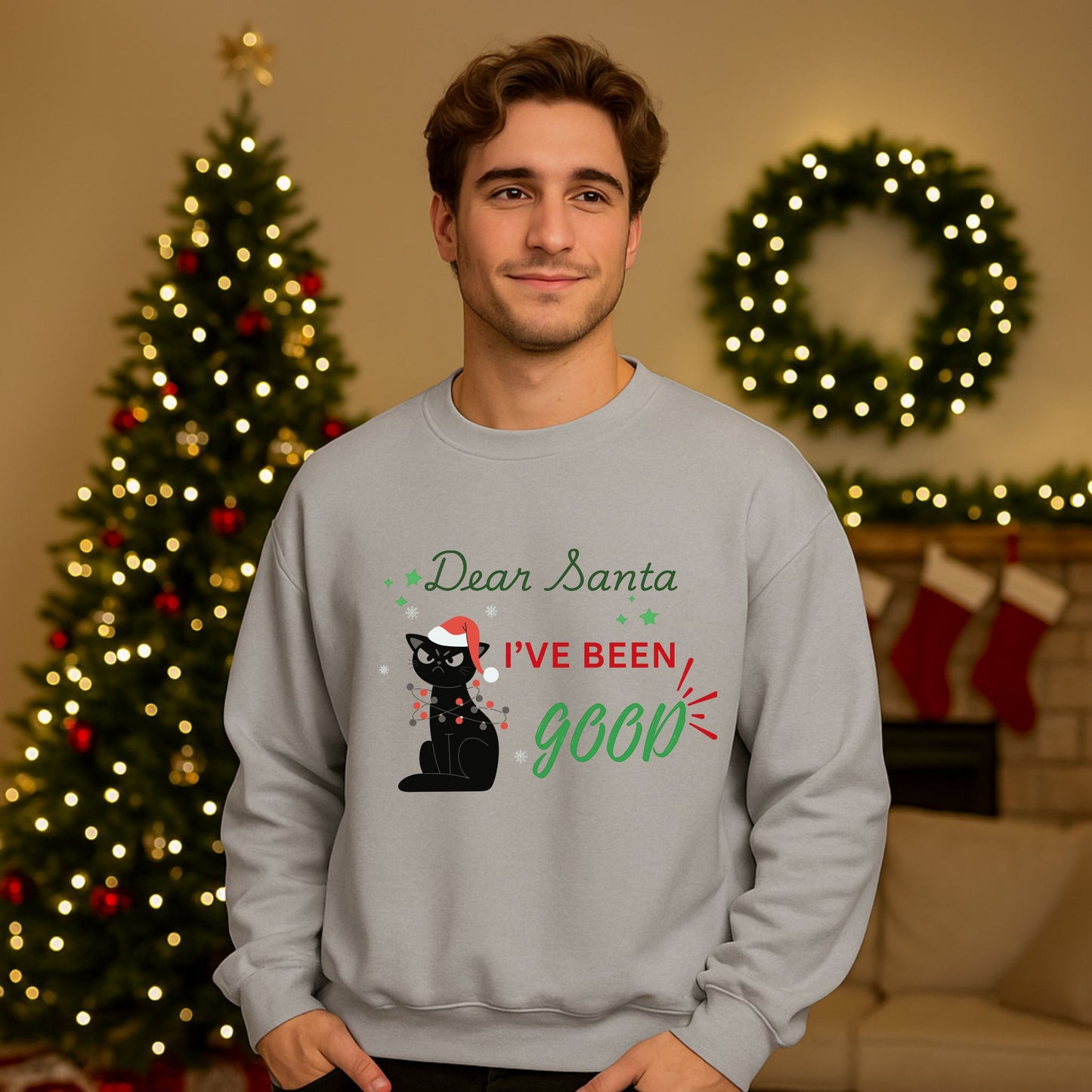 Funny Cat Christmas Sweatshirt – “I’ve Been Good” Holiday Crewneck