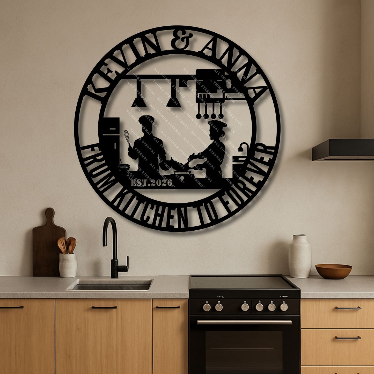 Chef Couple Metal Wall Art – Personalized Wedding & Anniversary Gift