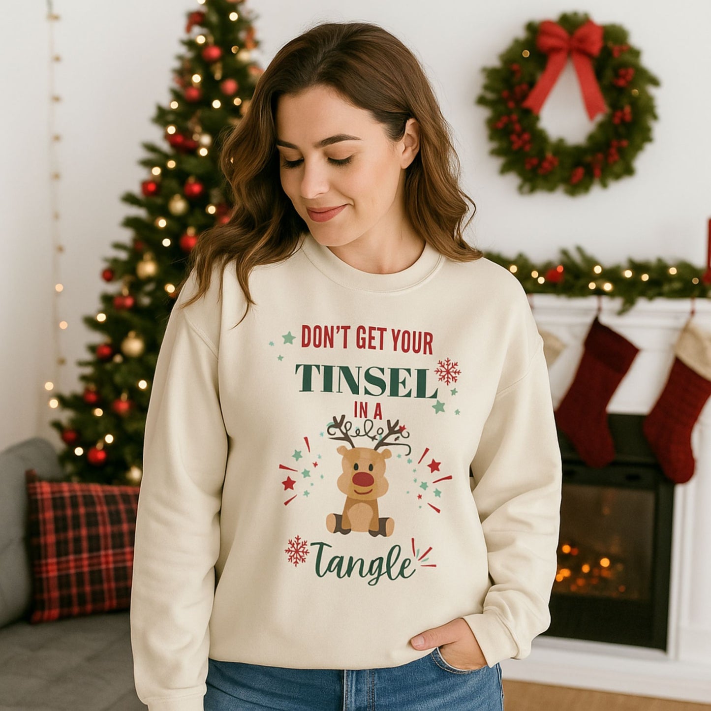 Don't Get Tinsel in a Tangle Sweatshirt – Funny Christmas Pullover