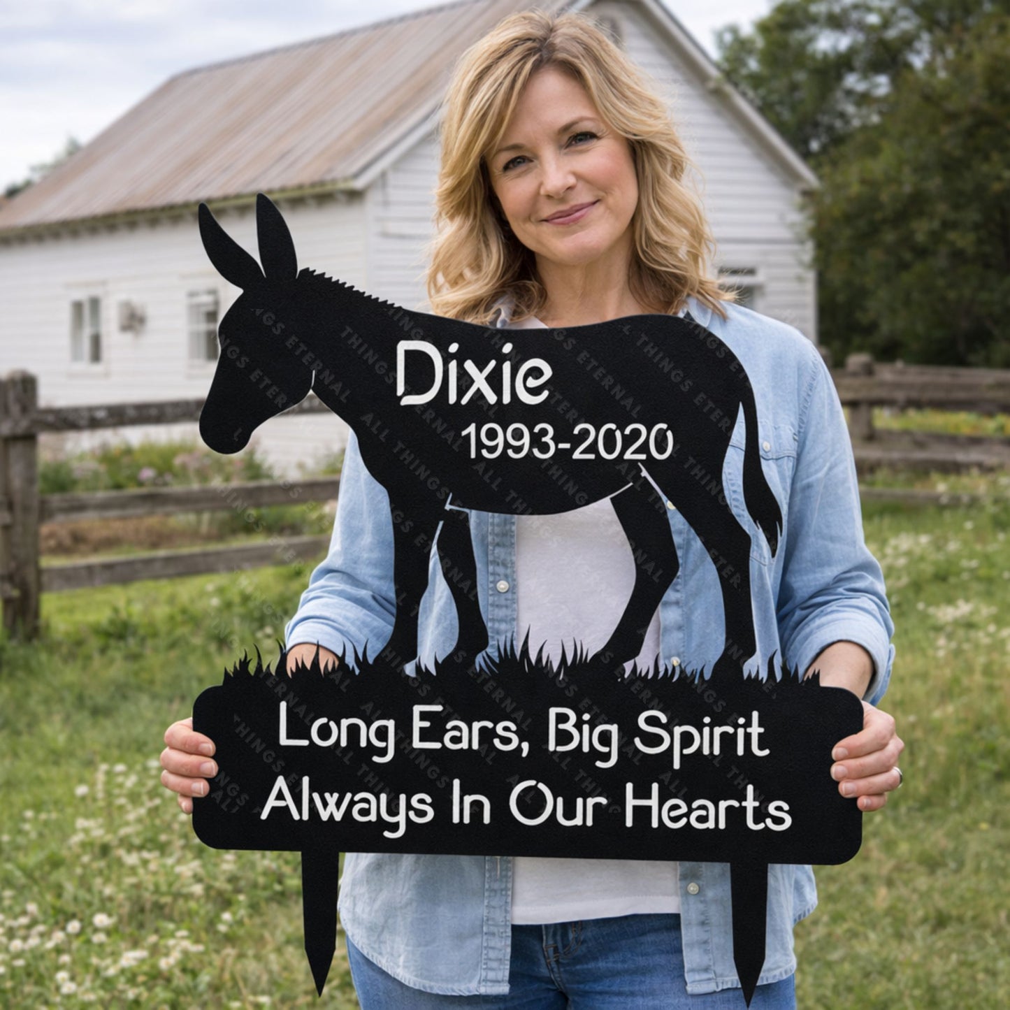 Personalized Donkey Grave Marker – Memorial Metal Yard Sign
